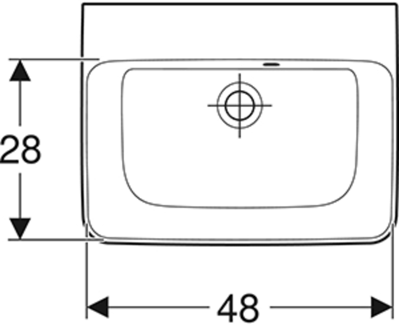 Geberit Renova Plan fontein 50x38cm, zonder kraangat met overloop, KeraTect/wit