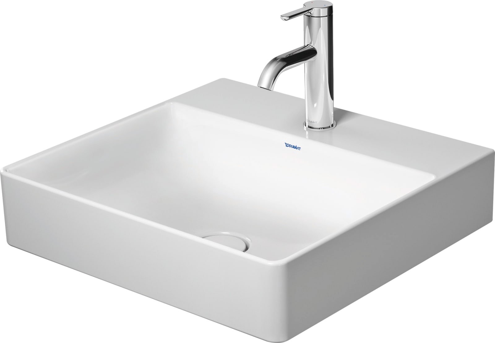 Duravit DuraSquare Wastafel 500 mm Wit Hoogglans, kraanvlak, aantal kraangaten per wasplaats: 0, geslepen – 2353500079