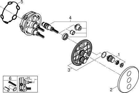 Grohe Smartcontrol, Inbouwmengkraan opbouwdeel, (stopkraan), rond, wand, met 3x omstelinrichting, supersteel