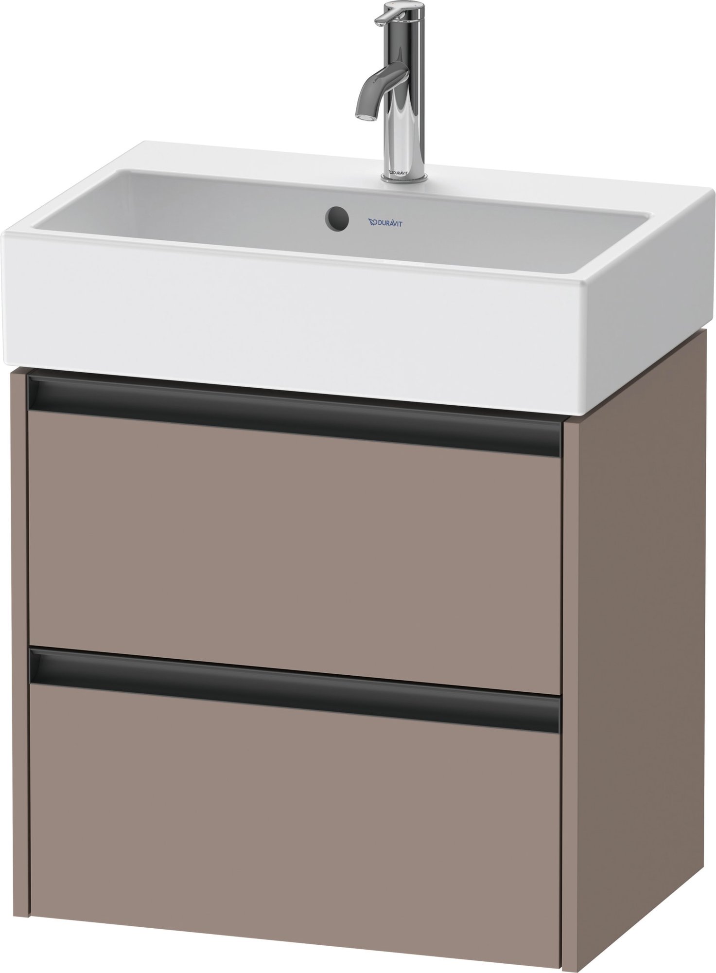 Duravit Ketho.2 Wastafelonderbouw hangend, compact, Basalt Mat, rechthoekig, aantal kleine lades: 2 – K25273043430000