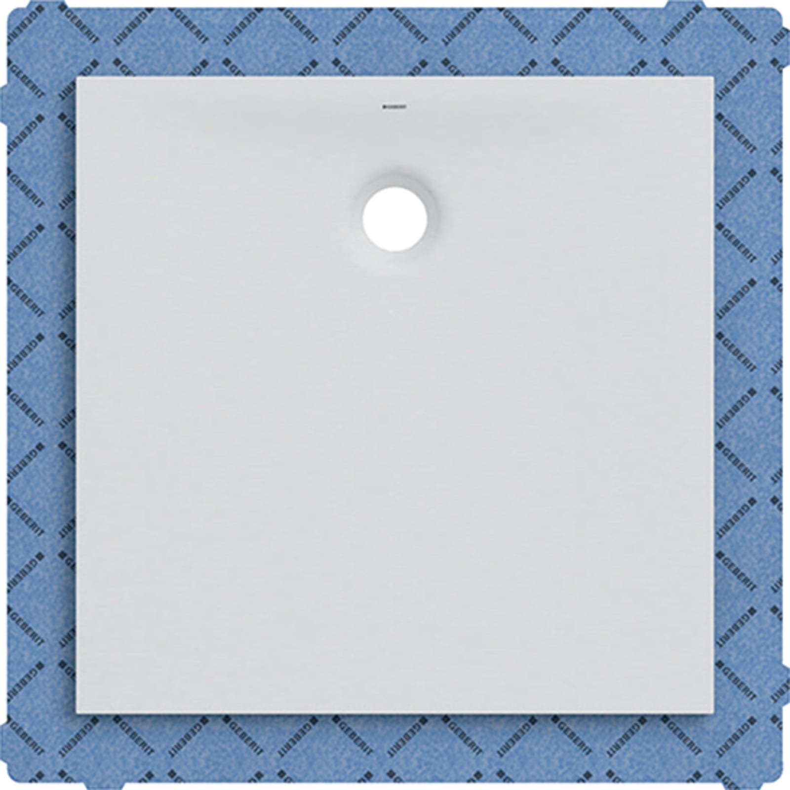 Geberit douchevloer, vierkant, afvoer horizontaal achter, antisliplaag, inbouwhoogte 40mm, bxl 1200x1200mm, wit