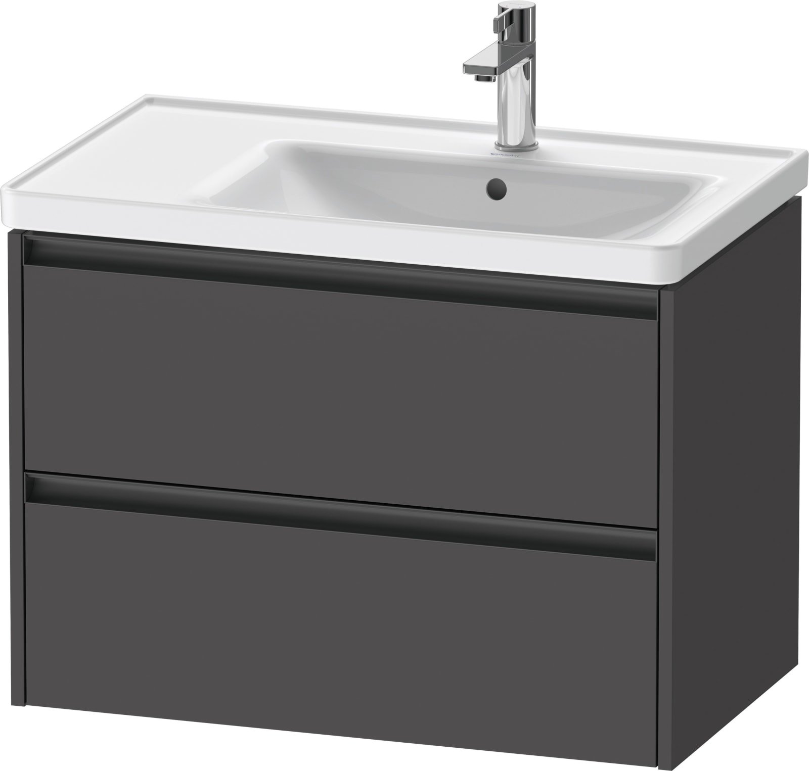 Duravit Ketho.2 Wastafelonderbouw hangend, Grafiet Mat, rechthoekig, aantal kleine lades: 2 – K25286049490000