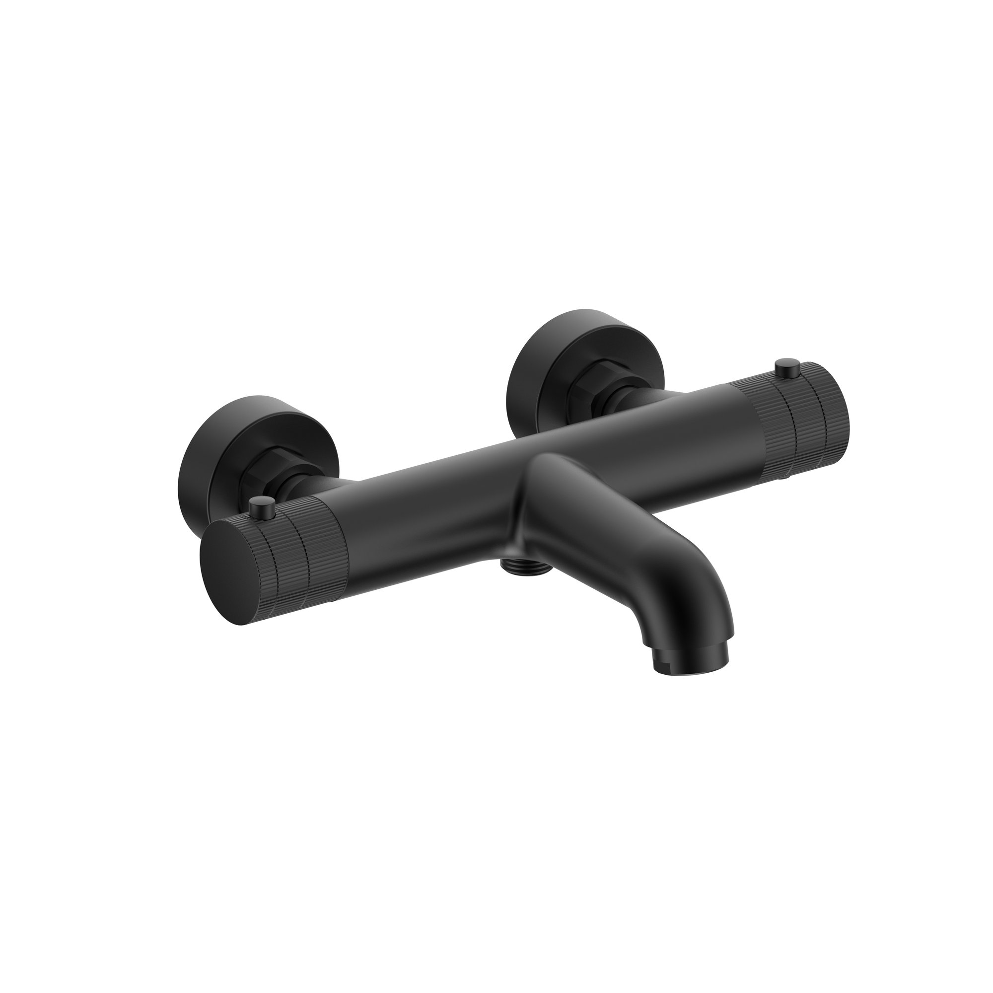 STRIA BADMENGKRAAN - THERMOSTATISCH - OPBOUW - KNOPPEN MET RIBBELSTRUCTUUR - BELGAQUA - MAT ZWART (PVD)