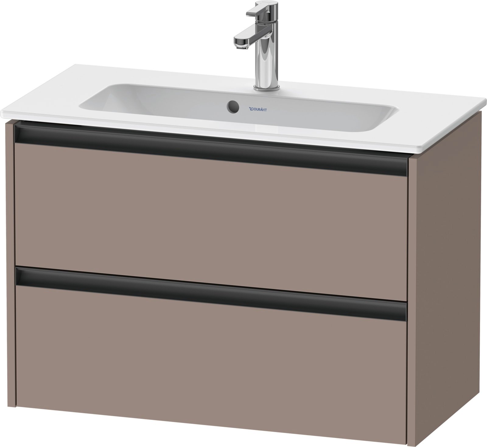 Duravit Ketho.2 Wastafelonderbouw hangend, compact, Basalt Mat, rechthoekig, aantal kleine lades: 2 – K25256043430000