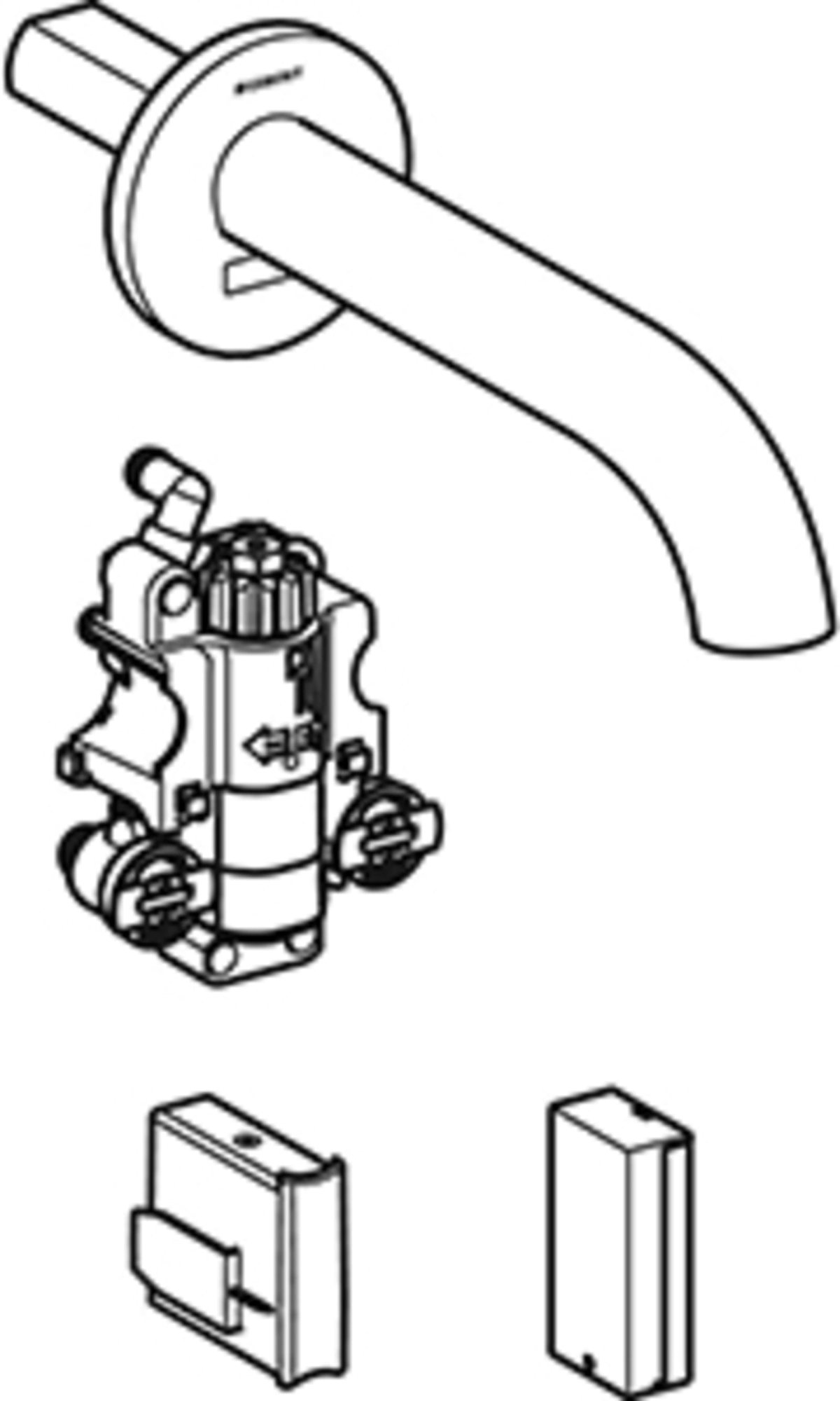 Geberit Piave wst wandthermost.kr, batt,inb-functiebox:matzwart,L=17cm
