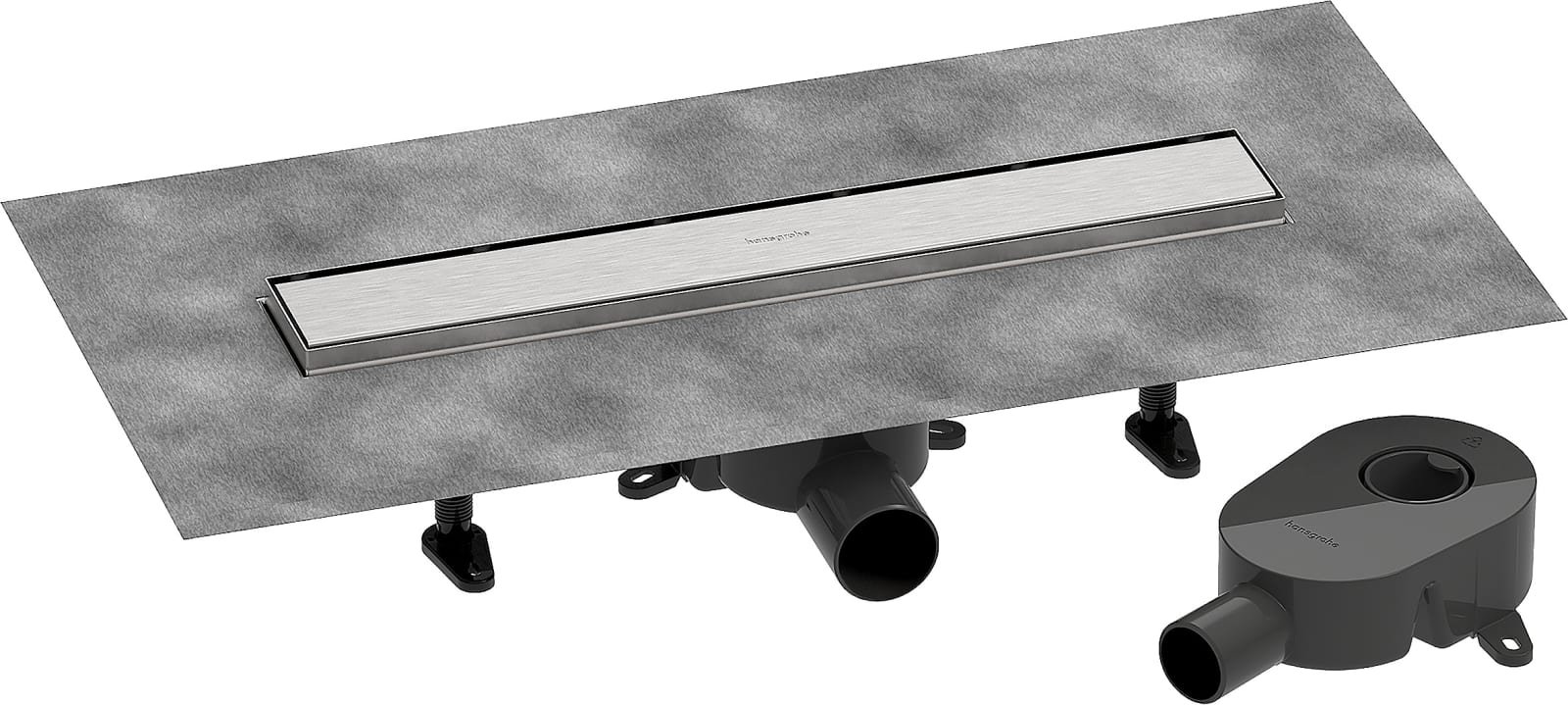 Hansgrohe RainDrain Go compl.set douchegoot 500 beteglbr standaard/vlakke instal Brushed Stainless Steel