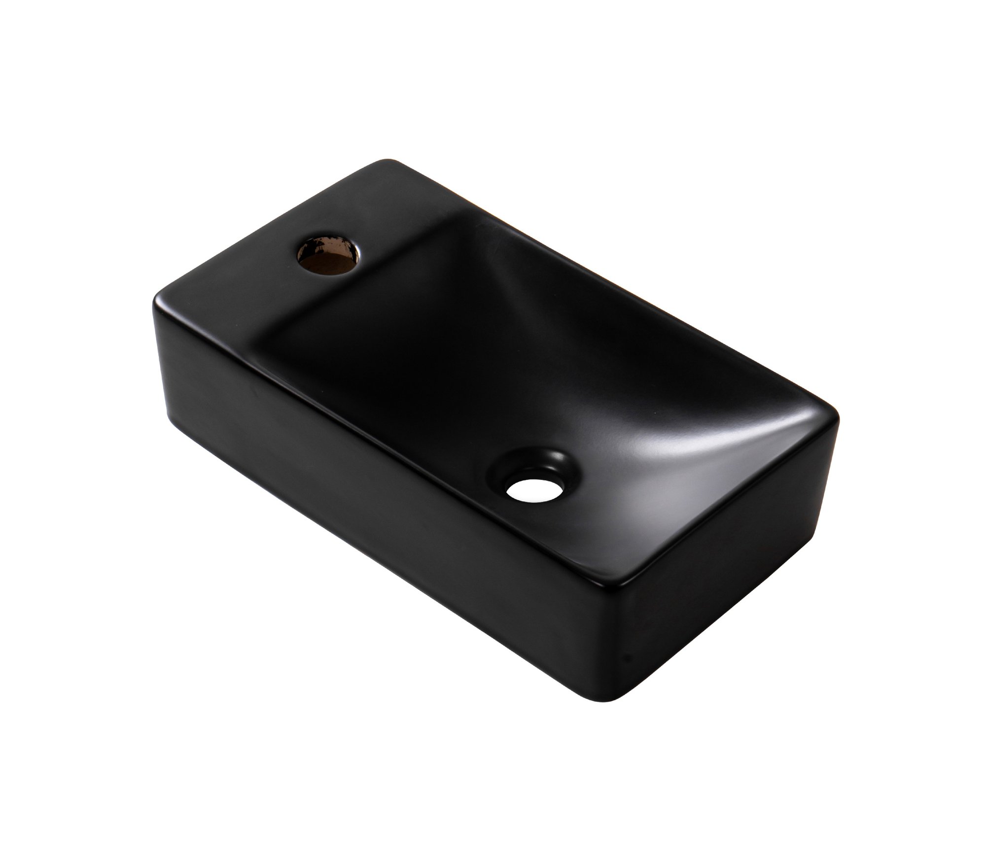 ALONI FONTEIN - ZONDER OVERLOOP - KRAANGAT LINKS - KERAMIEK - 38X10X22CM - MAT ZWART