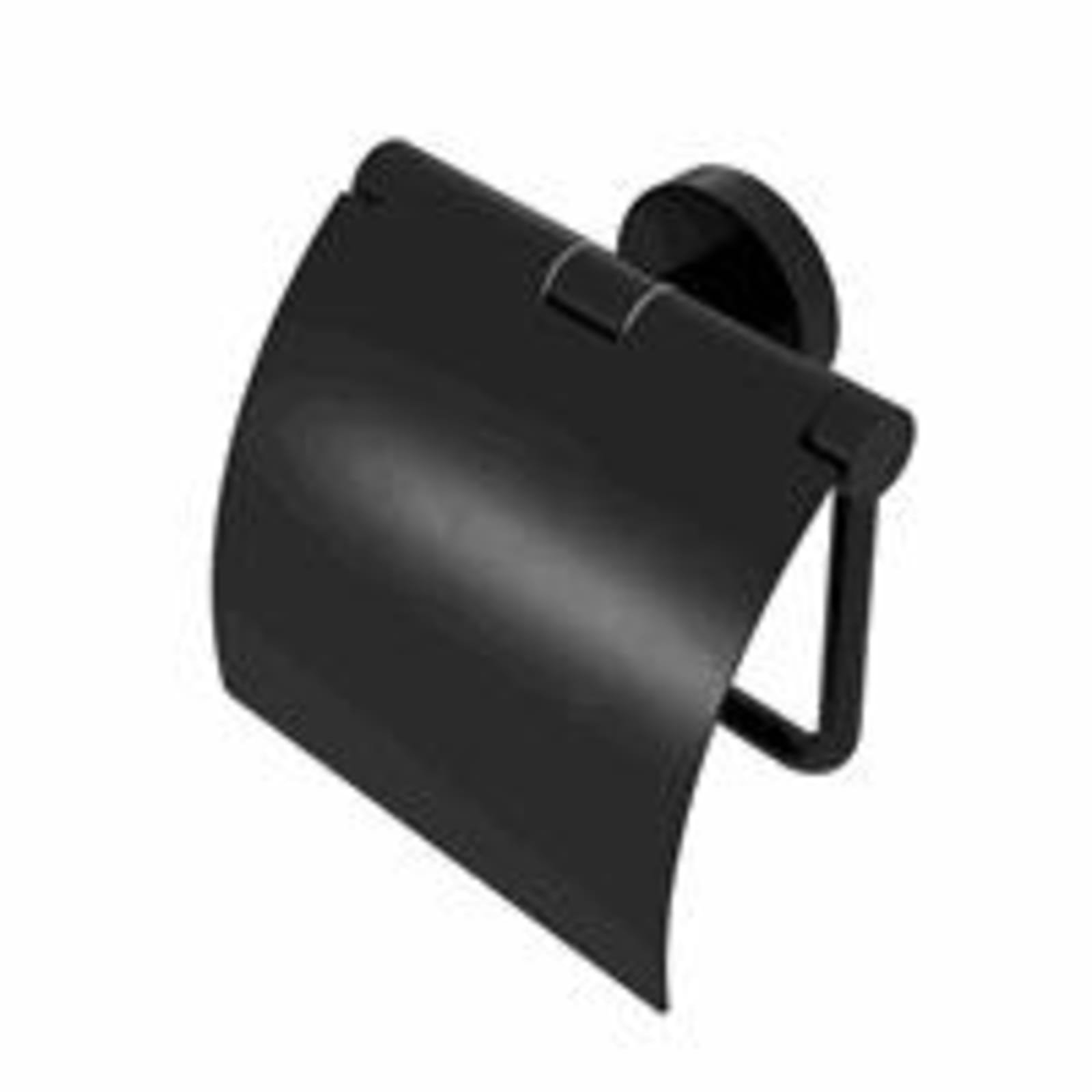 Geesa Nemox Black toiletrolhouder met klep, zwart