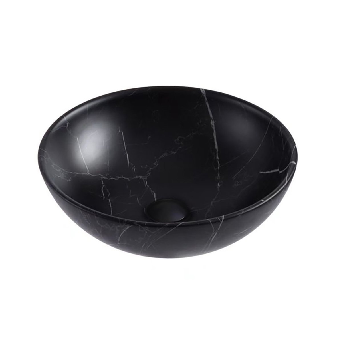 ALONI TIVRA WASKOM - OPBOUW - ZONDER OVERLOOP - ZONDER KRAANGAT - MET CLICK WASTE - KERAMIEK - 38X13X38 CM - ZWART MARMER
