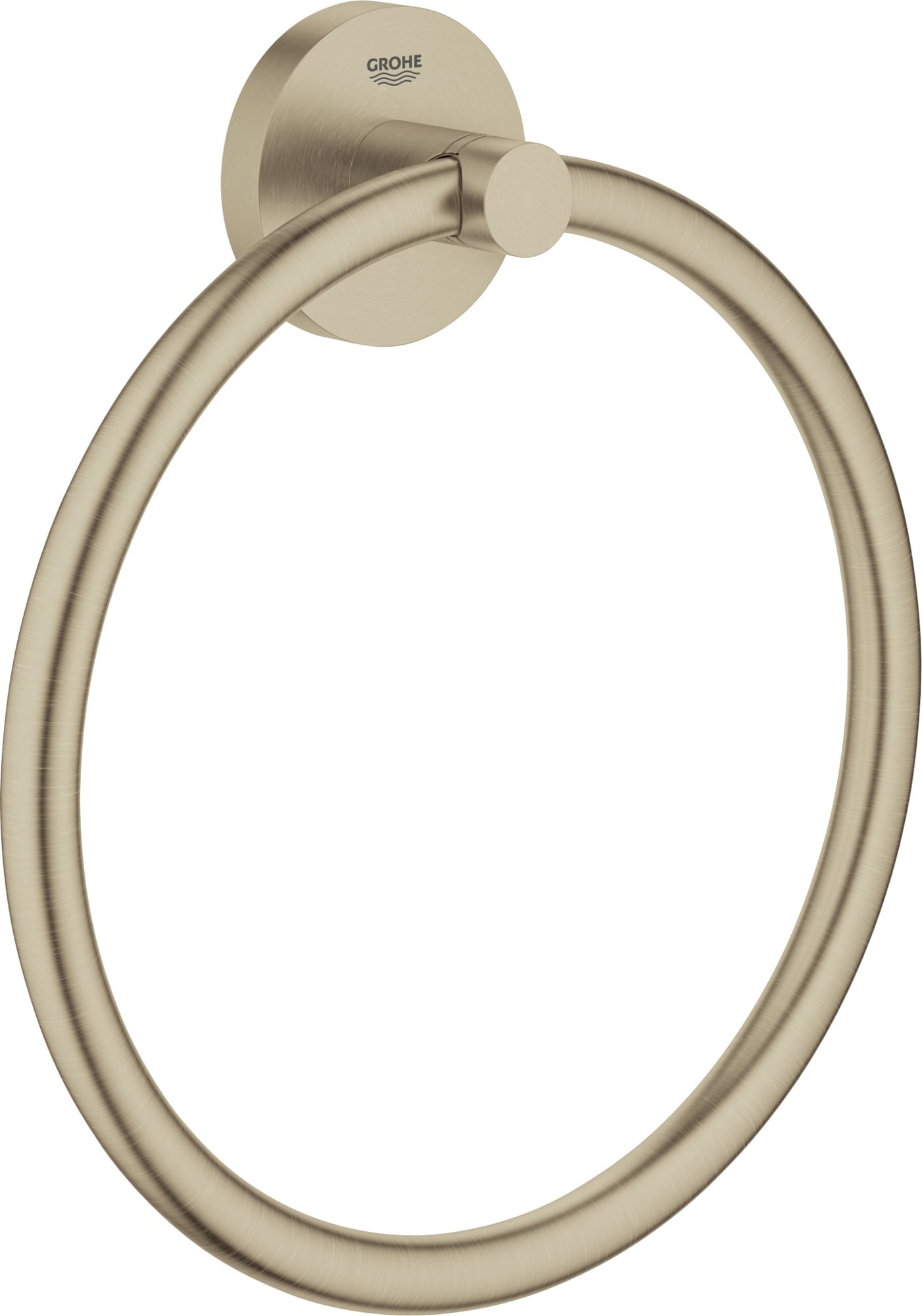 Grohe Essentials, Handdoekring, rond, wand, 1-gats, 180mm diameter, nickel geborsteld