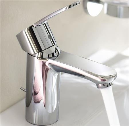 Grohe Eurostyle Cosmopolitan, Wastafelmengkraan, S-size, ES, trekwaste, eengreeps, 1-gats, 157mm hoogte, 102mm uitloop, vast, chroom