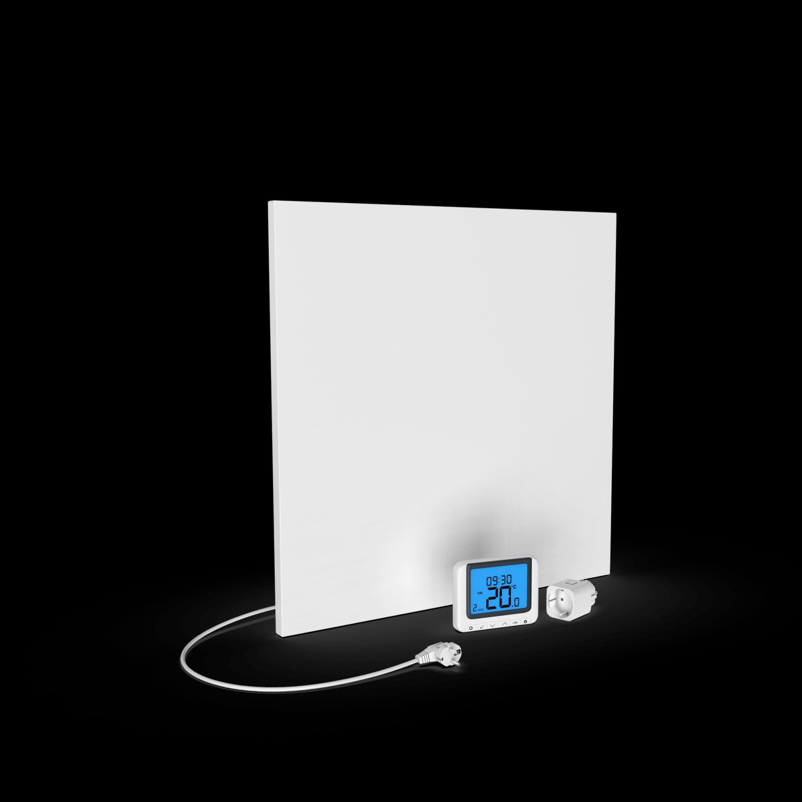 Etherma HOME DUO infraroodpaneel S325RC-W, 325W, lxbxh 593x593x20 mm, wit RAL 9016, incl. draadloze thermostaat en stekkerontvanger