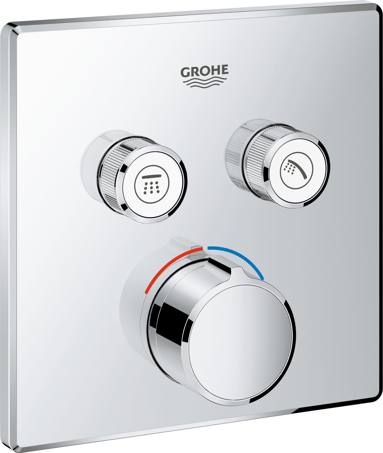 Grohe Smartcontrol, Inbouwmengkraan opbouwdeel, vierkant, wand, eengreeps, met 2x omstelinrichting, chroom