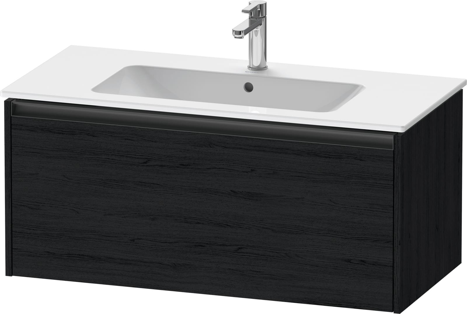 Duravit Ketho.2 Wastafelonderbouw hangend, Eiken zwart Mat, rechthoekig, aantal grote lades: 1 – K25064016160000