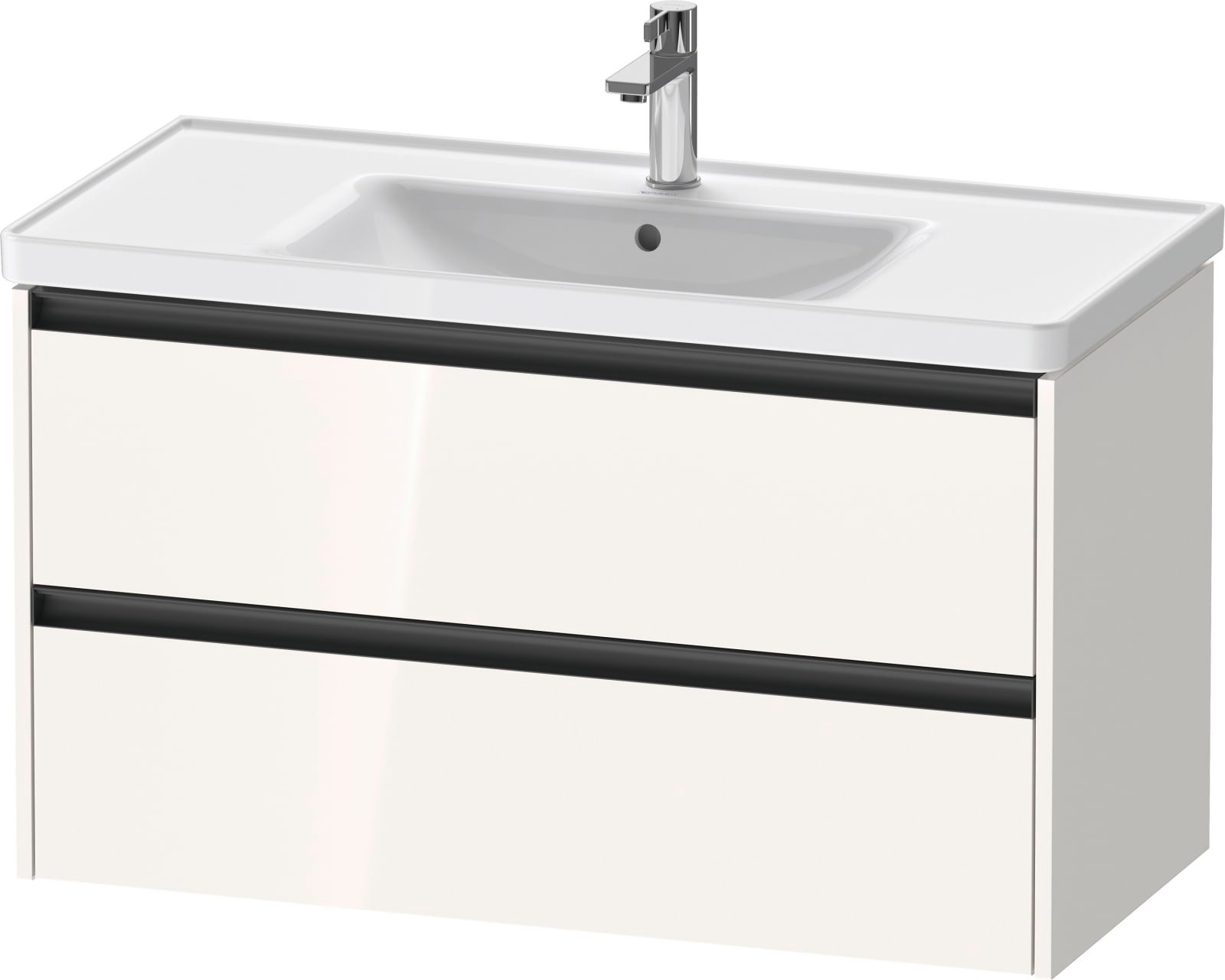 Duravit Ketho.2 Wastafelonderbouw hangend, Wit Hoogglans, rechthoekig, aantal kleine lades: 2 – K25284022220000