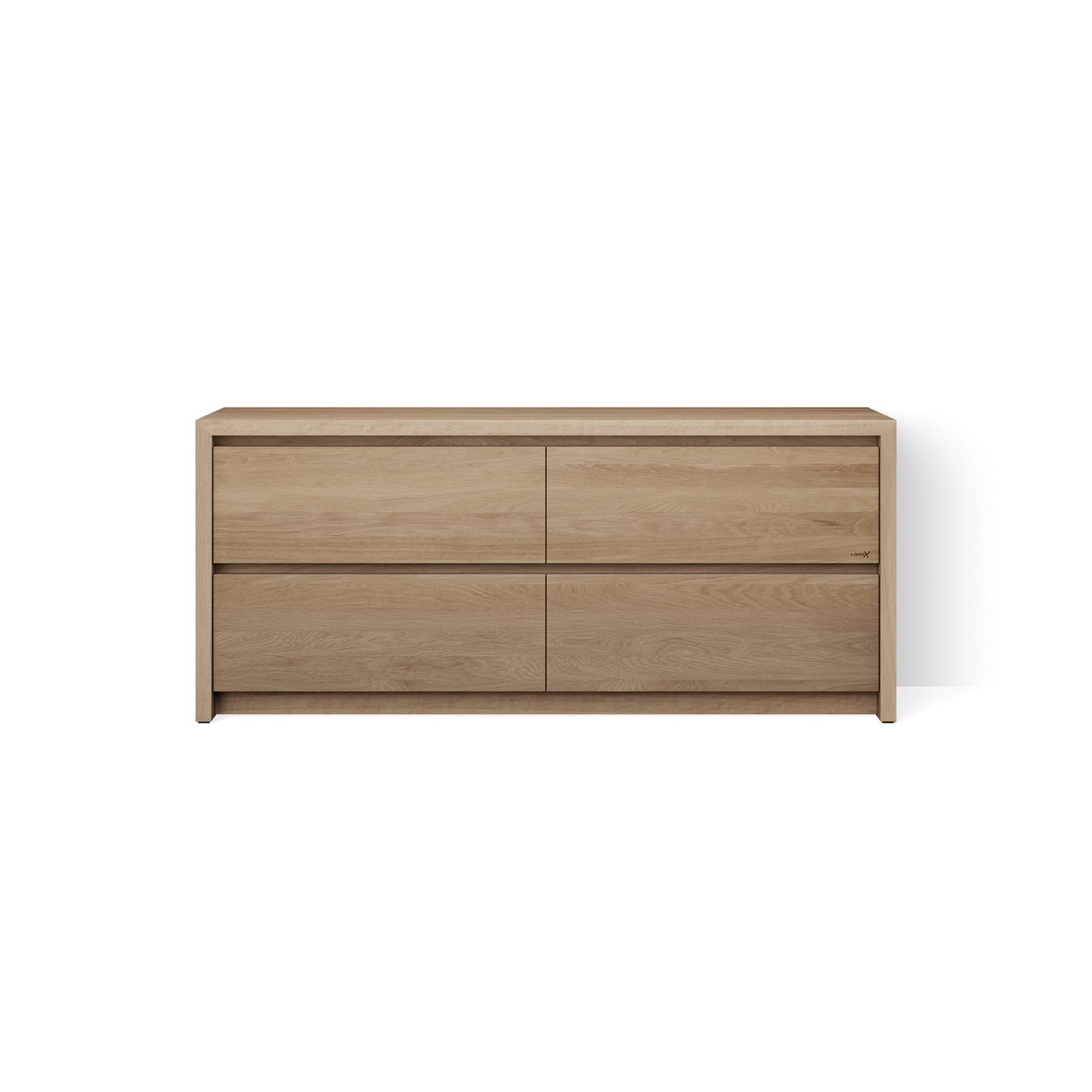 Looox wooden U-floor 150 x 46 x 78 cm, 4 lades, massief eiken, old grey