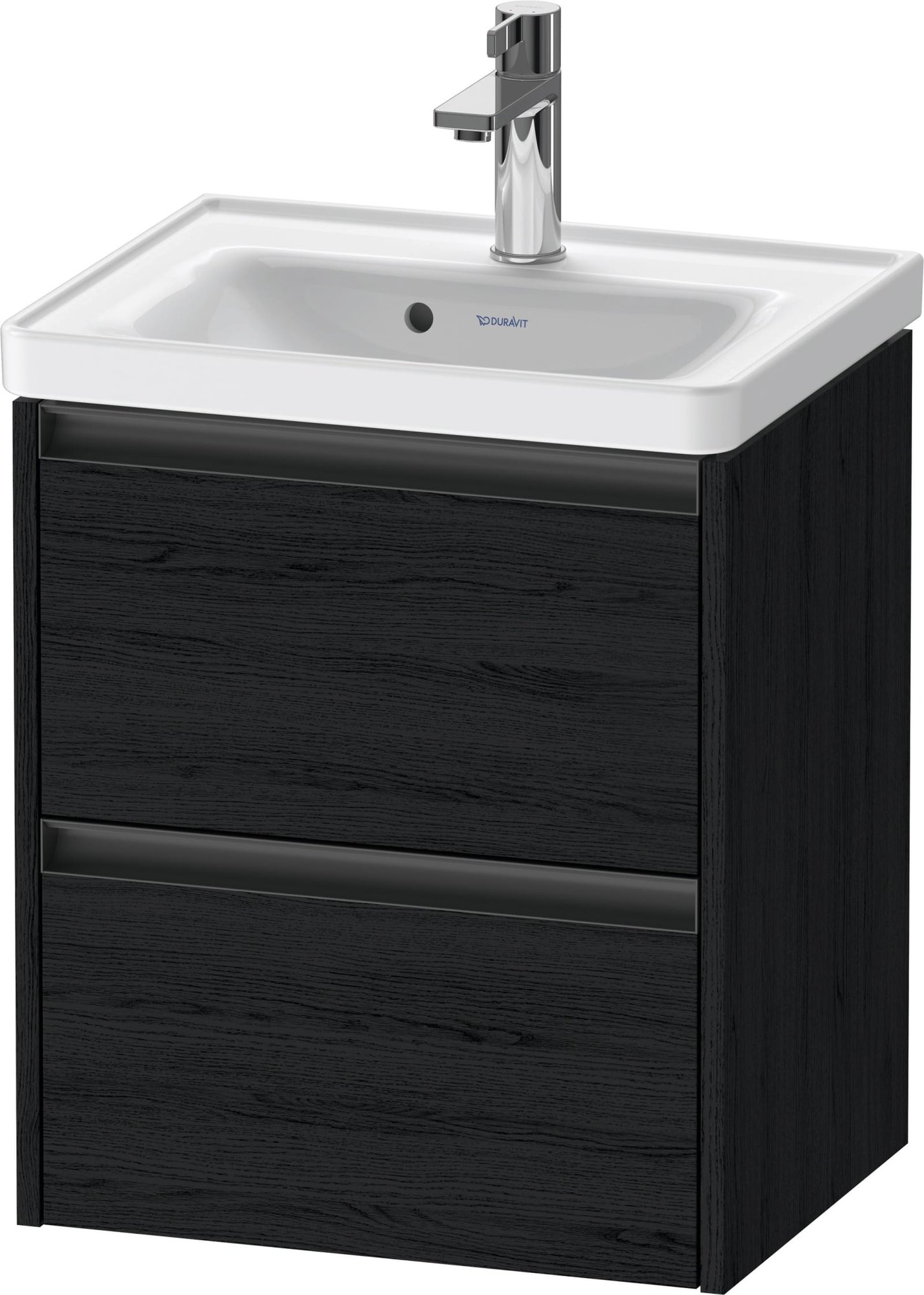 Duravit Ketho.2 Wastafelonderbouw hangend, Eiken zwart Mat, rechthoekig, aantal kleine lades: 2 – K25280016160000