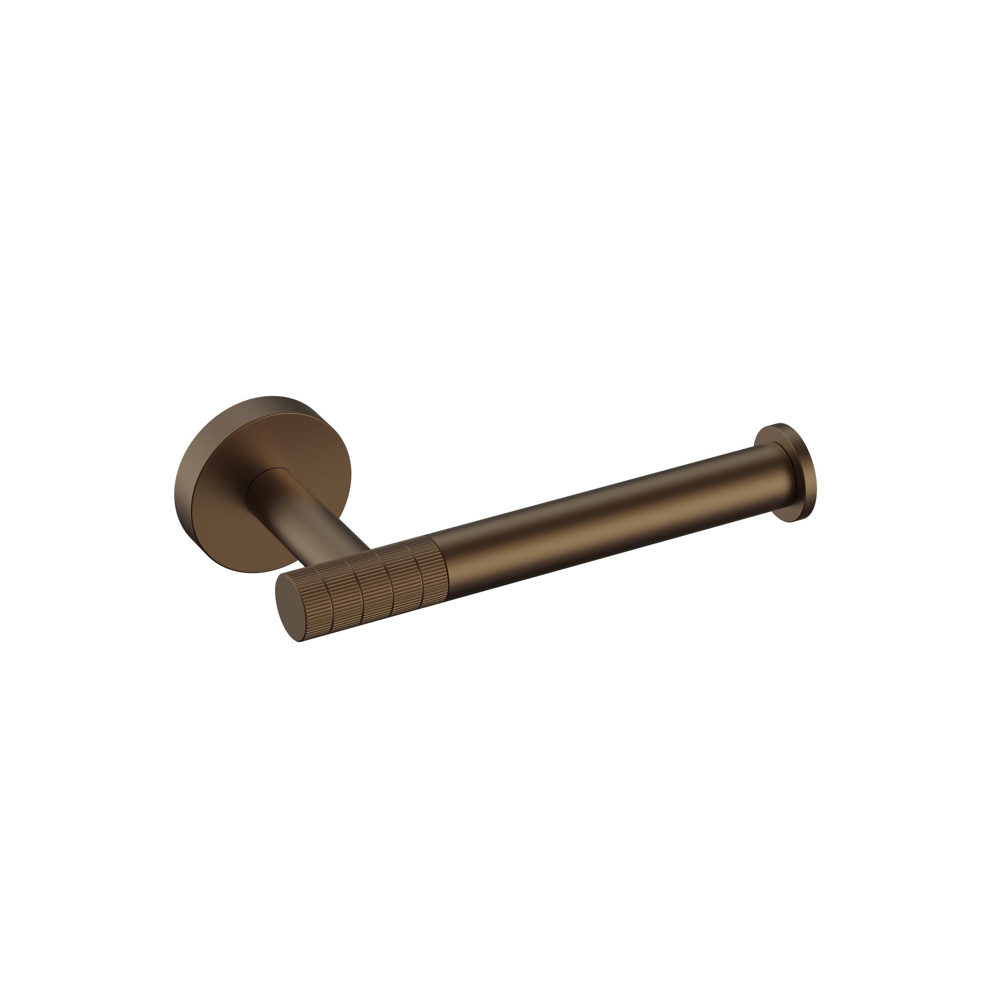 STRIA TOILETROLHOUDER MET VASTE ARM - AFWERKING MET RIBBELSTRUCTUUR - BRUIN BRONS (PVD)