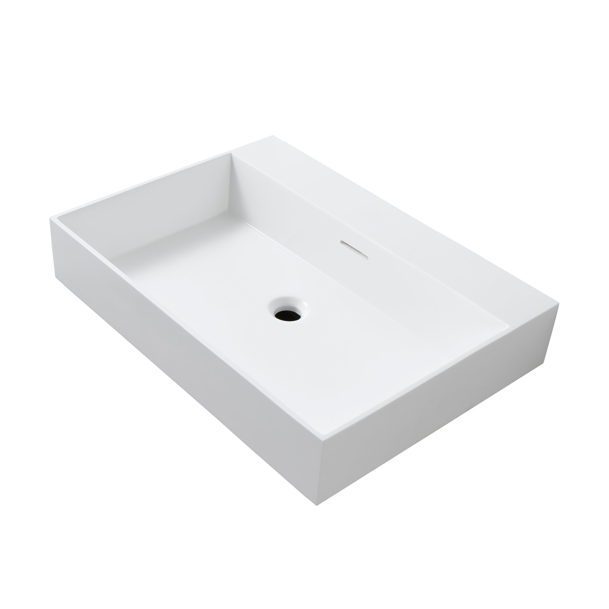 WONDA SQUARE WASTAFEL - 1 WASBAK - MET OVERLOOP - ZONDER KRAANGAT - KUNSTMARMER - 80X12X52,5 CM - MAT WIT