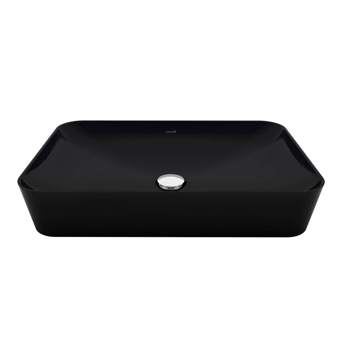 CREAVIT ULTRA WASKOM - OPBOUW - ZONDER OVERLOOP - ZONDER KRAANGAT - KERAMIEK - 60X11X40 CM - HOUTSKOOL ZWART