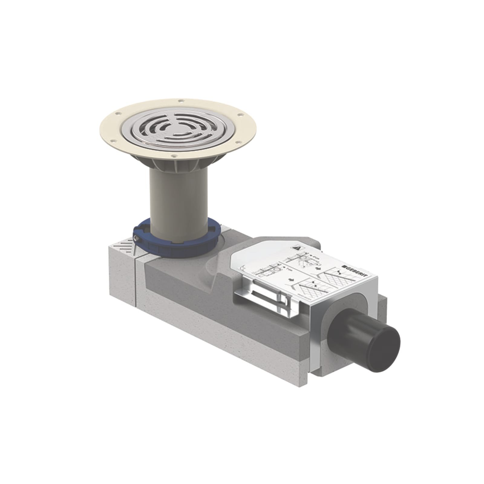 Geberit vloerput douche, afwerkvloer dikte bij afvoer 110–240 mm