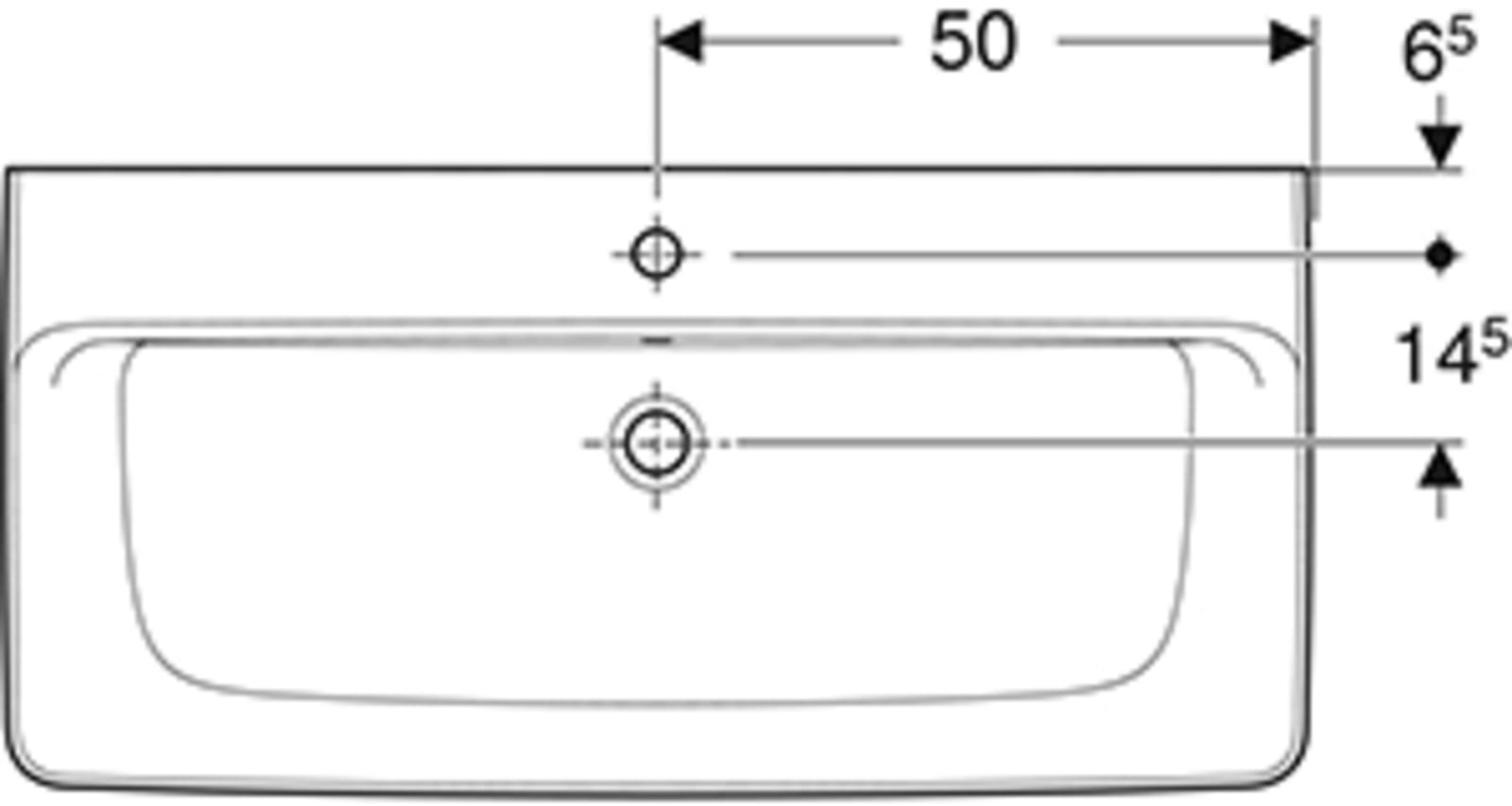 Geberit Renova Plan opzetwastafel 100x48cm met kraangat met overloop, wit