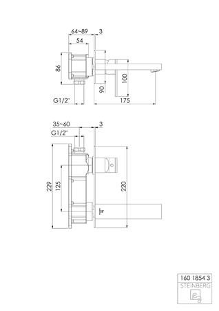 Steinberg ééngreeps wastafelmengkraan met gekleurde huls, wandmontage, uitloop 175 mm (Inbouwset 010 1800 3 apart bestellen) chroom (1200475387)