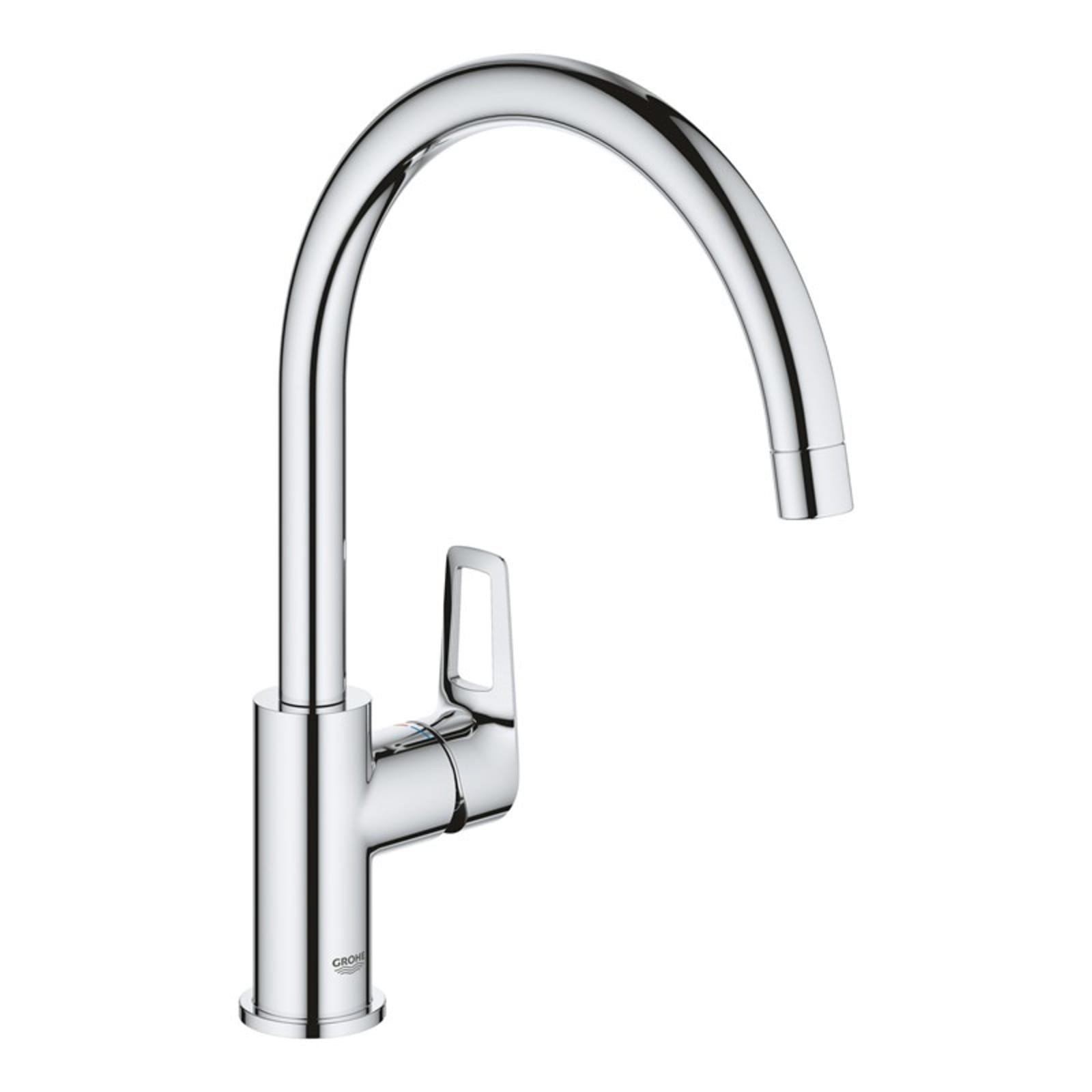 Solar BauLoop, keukenmengkraan, eengreeps, 332mm hoogte, 211mm hoogte kraanmond, 223mm voorsprong uitloop hoog, draaibaar, chroom