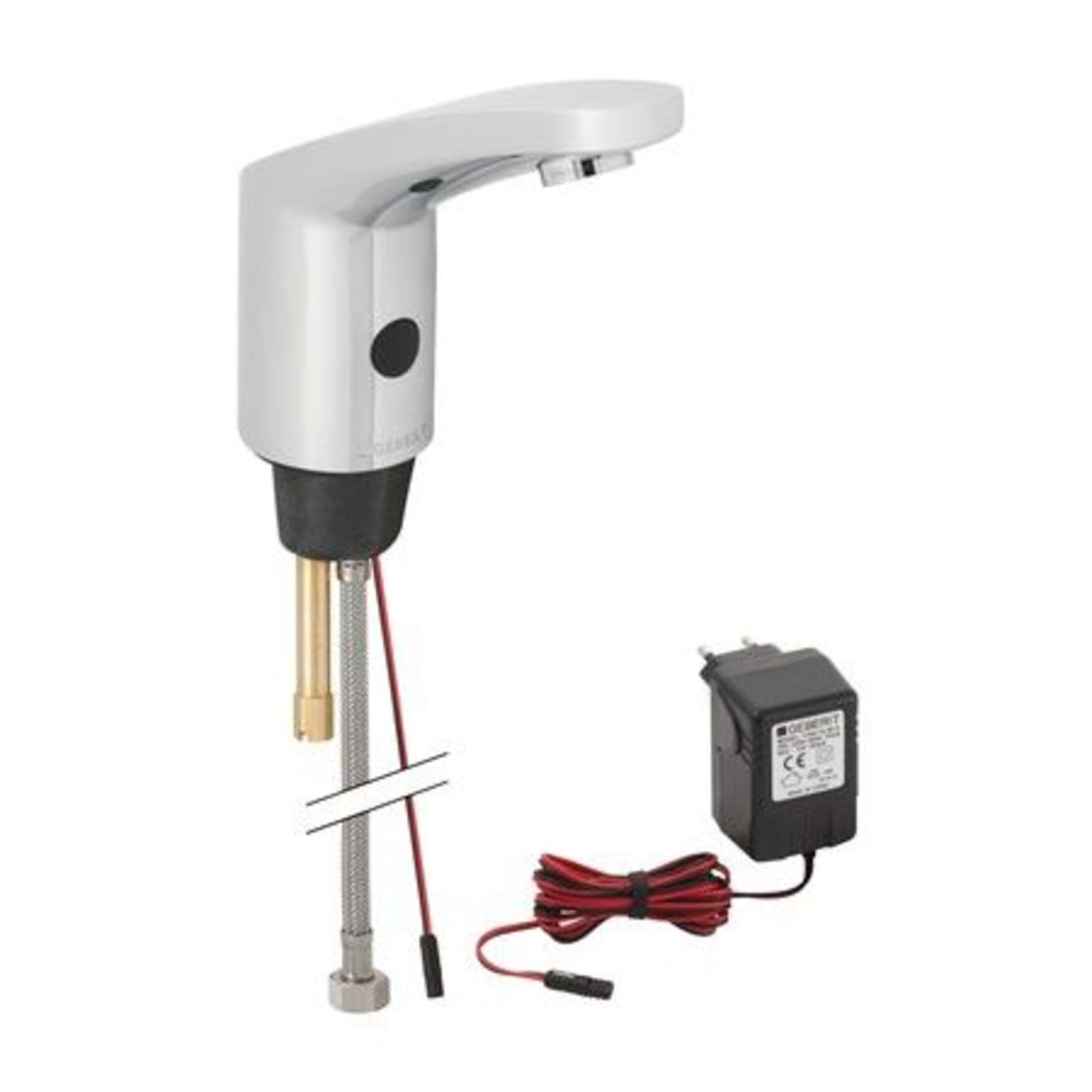 Geberit elektronische kraan, infrarood, zelfsluitend, 1-gats, 3/8", netvoeding, messing, voorspong 115mm, chroom-look (1200410273)