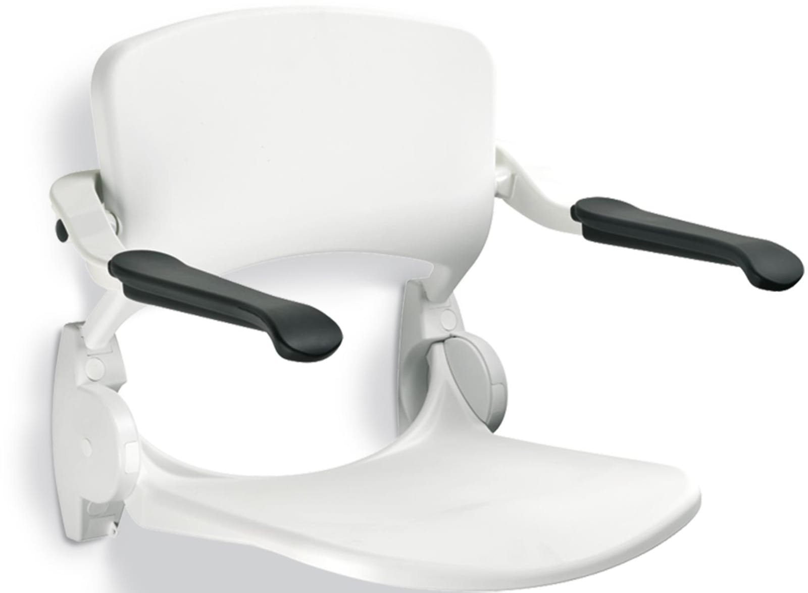Linido douchezitting, wandbevestiging, kunststof, rug en armleuning, hxb 530x625mm, zitbreedte x diepte 450x405mm, wit RAL9010