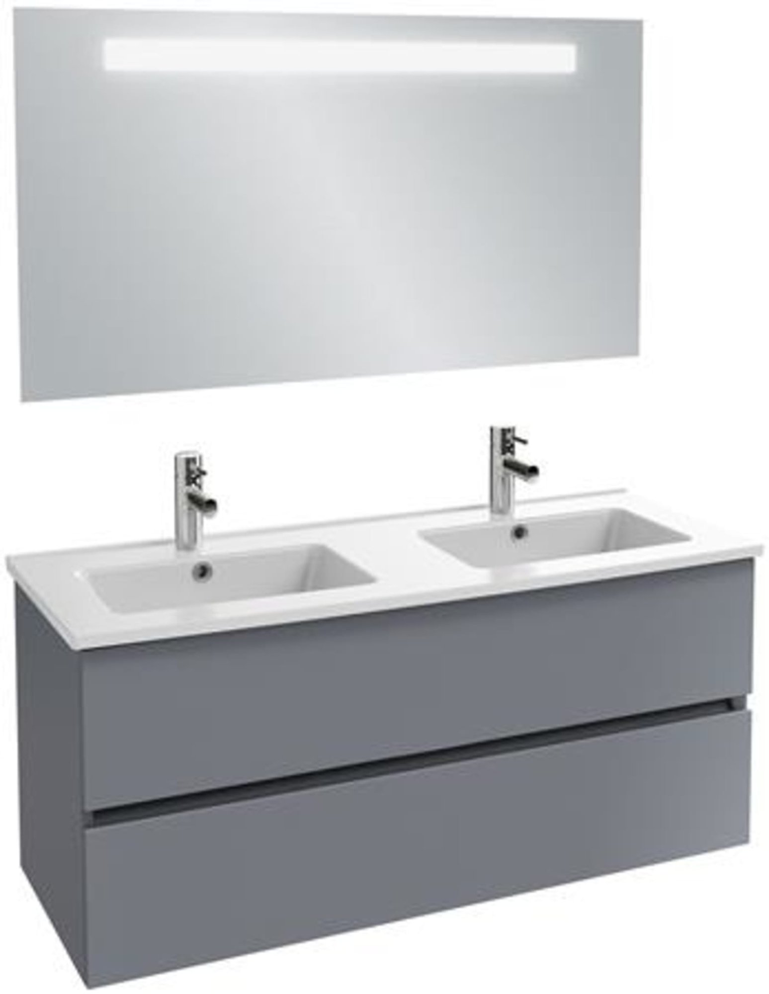 Solar Tolbiac onderbouwmeubel 120 cm 2 laden in melamine mat grijs Exclusief wastafel en kraan