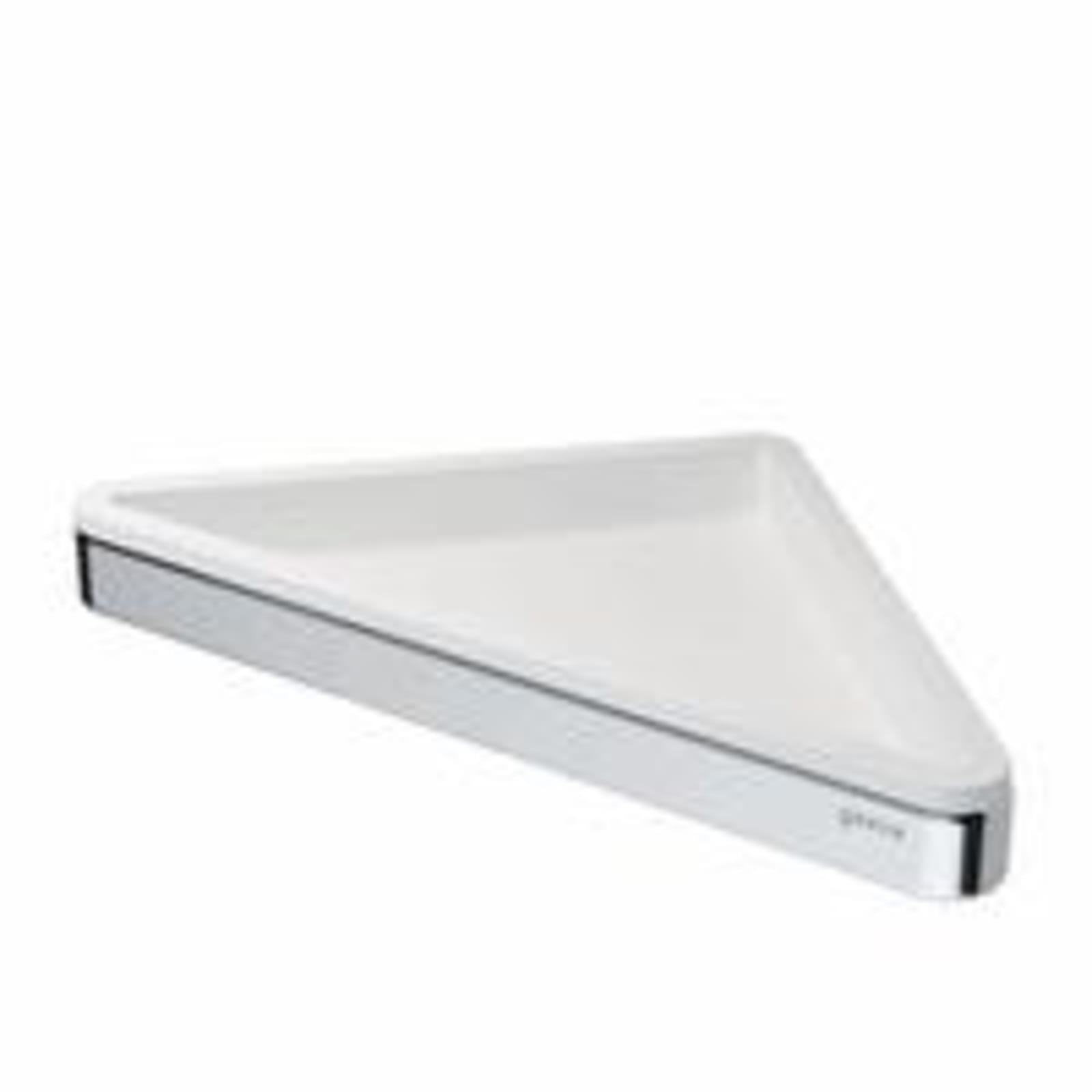 Geesa, Frame, Hoekplanchet met witte inzet, plat staf, verchroomd, messing, 170 x 25 x 170mm (LxHxD)