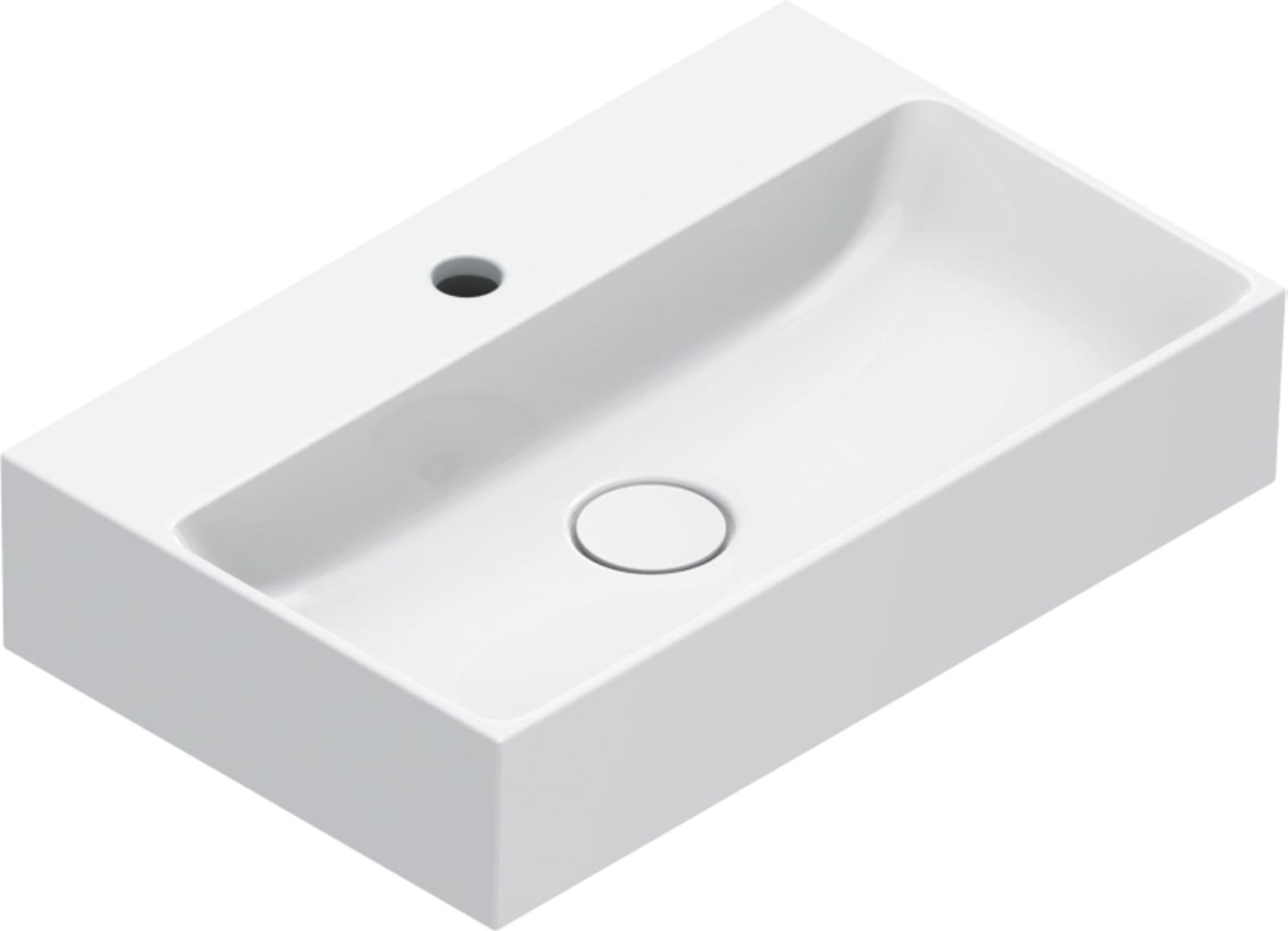 Catalano Premium wastafel. Antibacterieel, voorzien voor 3 kraangaten, zonder overloop. 55x35 cm, h12 cm. Wit
