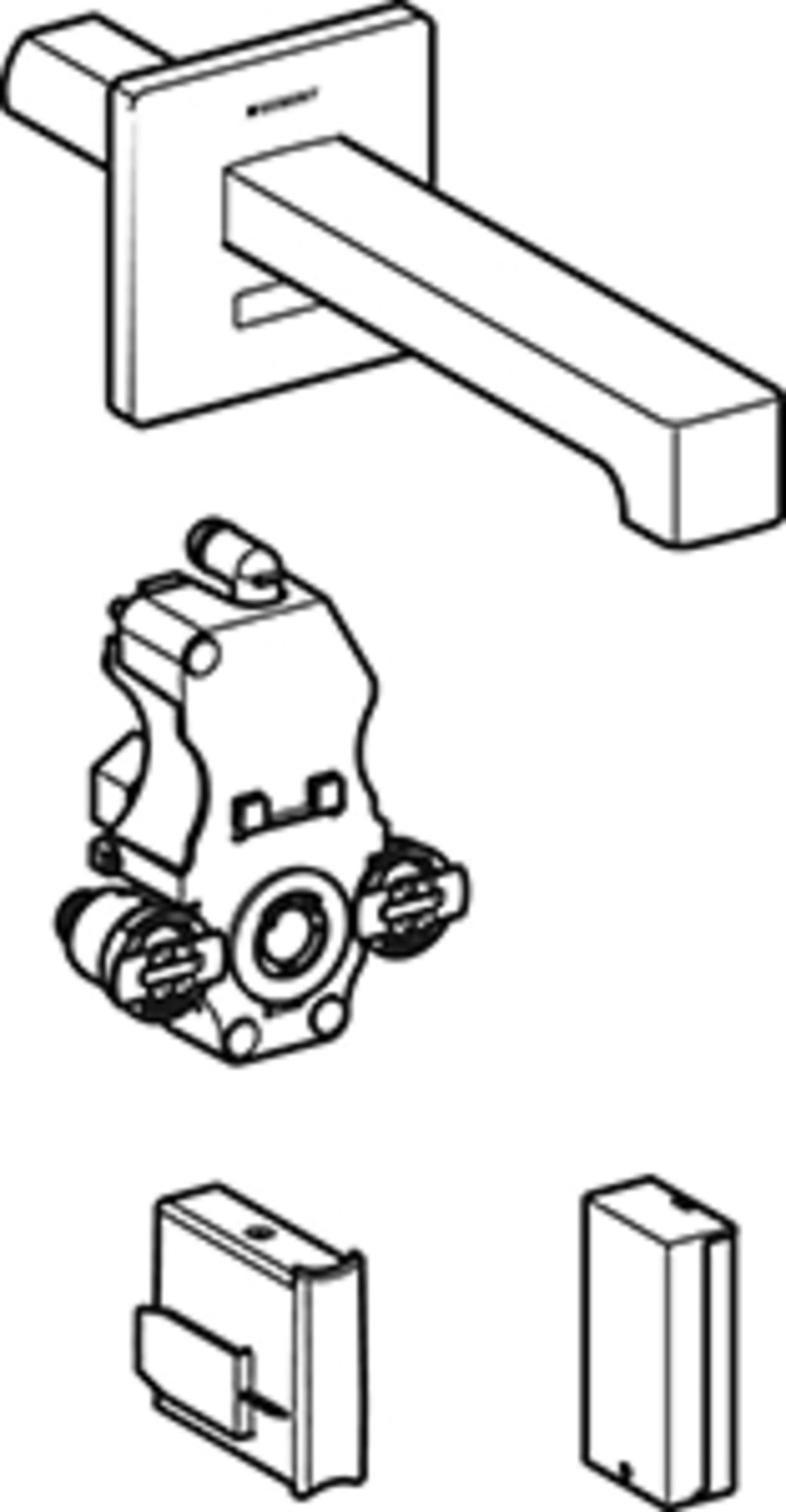 Geberit Brenta wst wandmengkraan, batt, inb-functiebox: rvs/geb,L=17cm