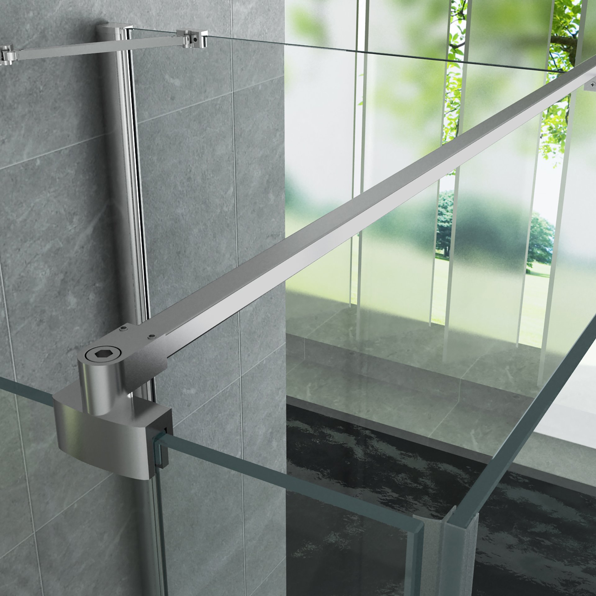 ALONI DOUCHECABINE - U-OPSTELLING - 2 DRAAIDEUREN EN 2 ZIJWANDEN - 900 X 900 X 1950 MM - CHROOM - HELDER GLAS thumbnail 4