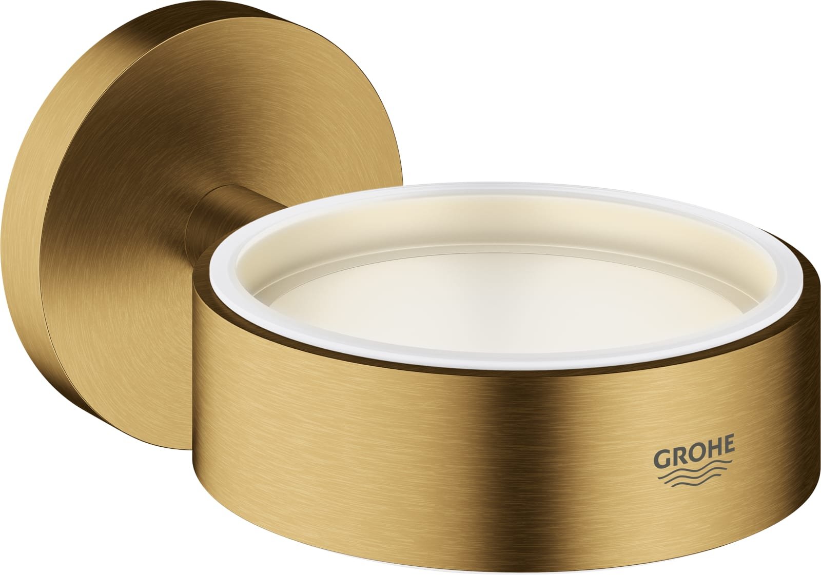 Grohe Essentials Glas-/ zeepschaaphouder, rond, wand, 1-gats, metaal, cool sunrise geborsteld