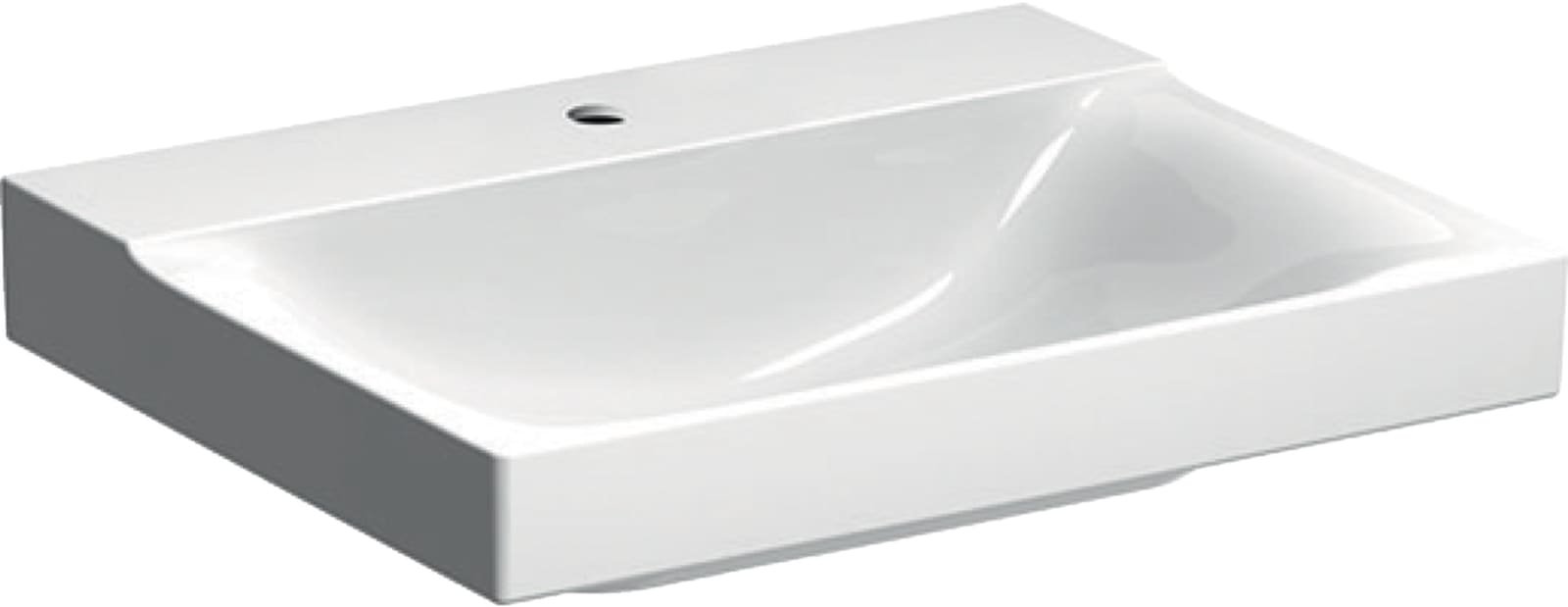 Geberit Xeno2, Wastafel, 1x waskom, kraangat midden, keramiek, 600 x 480 x 140mm (BxDxH), wit