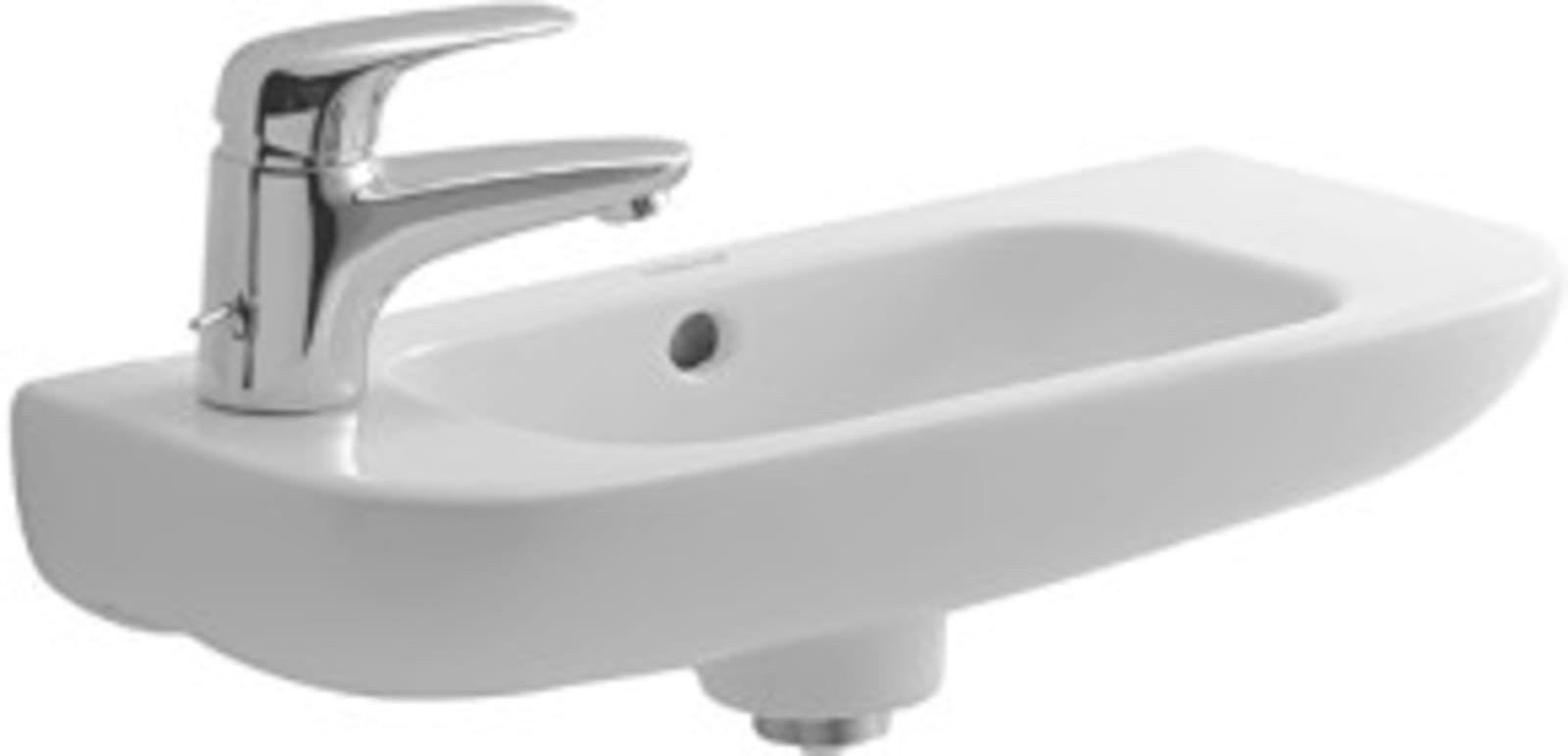 Duravit fontein 50cm kraangat links met overloop onderzijde geglazuurd, 1 kraangat doorgestoken wit