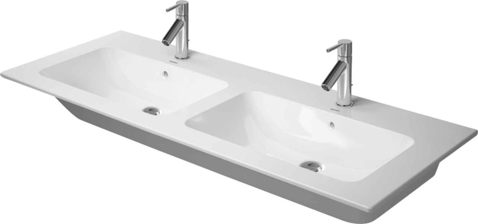 Duravit, Dubbele meubelwastafel, ME by starck, met overloop, 2x kraangat, 1300mm, doorgestoken wit
