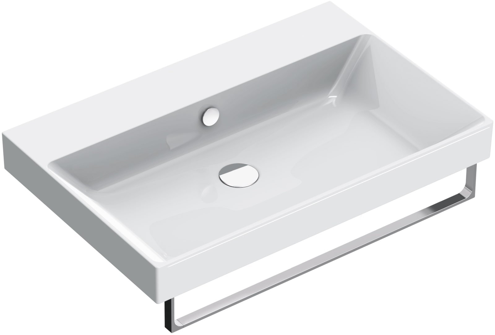 Catalano Zero wastafel, wandhangend/ ingebouwd/ sit-on. Antibacterieel, voorzien voor 3 kraangaten, overloop. 75x50 cm, wit