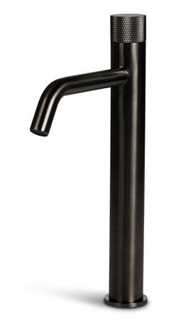 Blue Label Brondby Facet wastafelkraan high rise cold start, gekartelde greep, gun metal