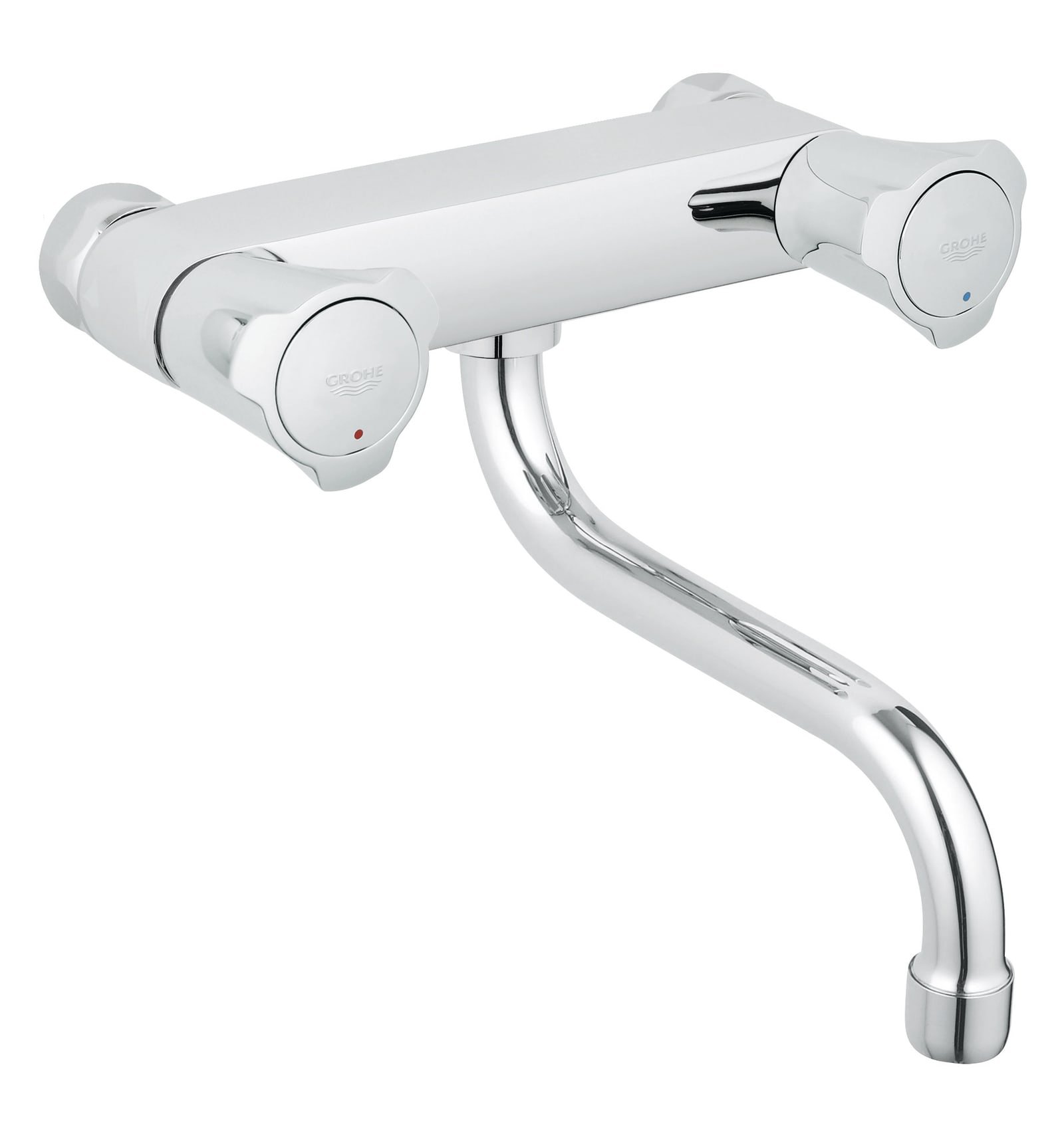 Grohe Costa L, Keukenmengkraan, wand, tweegreeps, 200mm onderuitloop, draaibaar, chroom