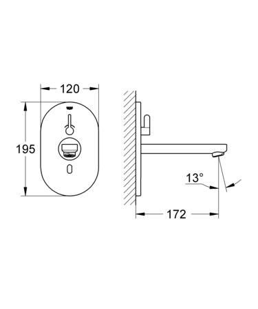 Grohe Eurosmart Cosmopolitan electronisch wandkraan met menging, chroom
