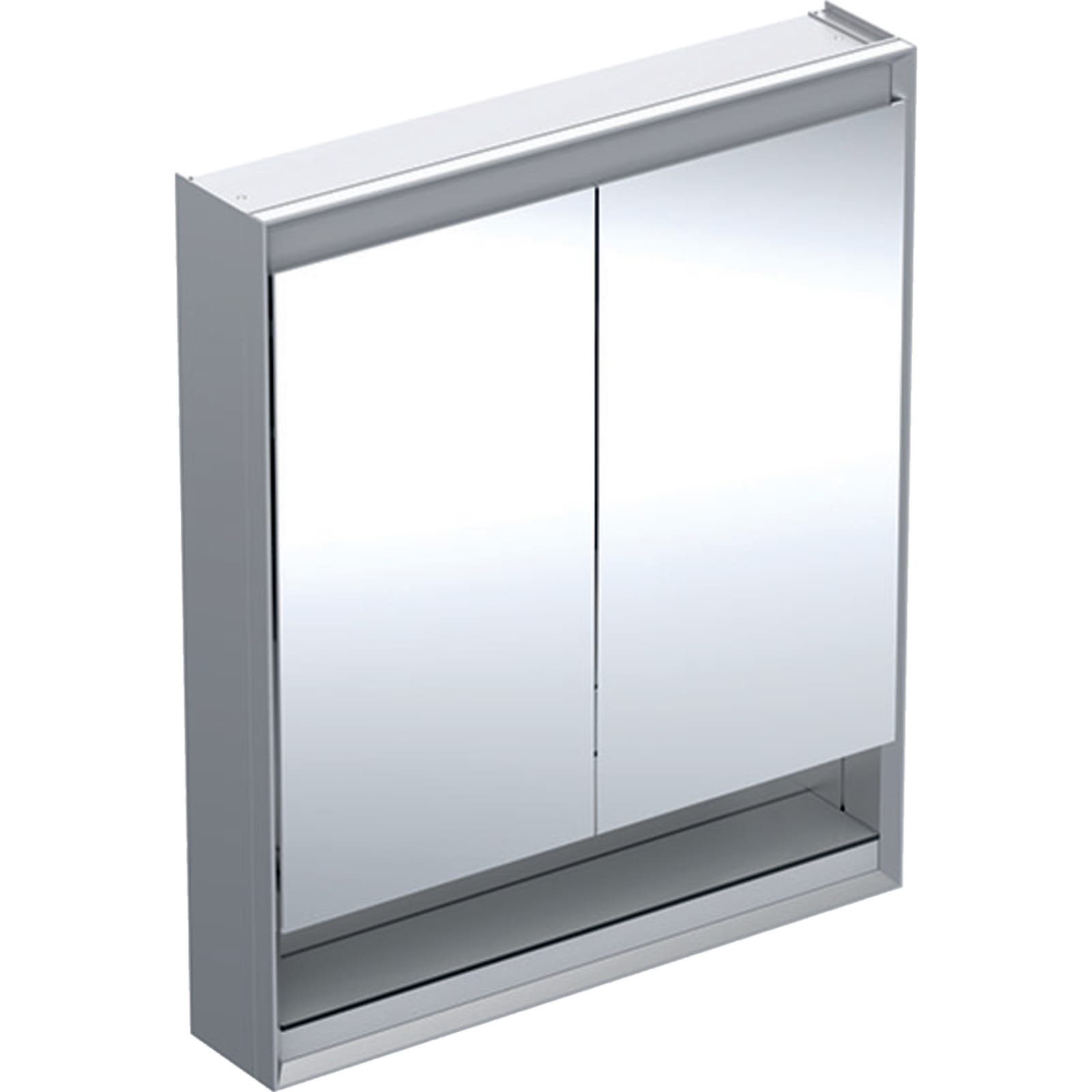 Geberit ONE opbouw spiegelkast met nis met twee deuren 75x90cm ComfortLight aluminium