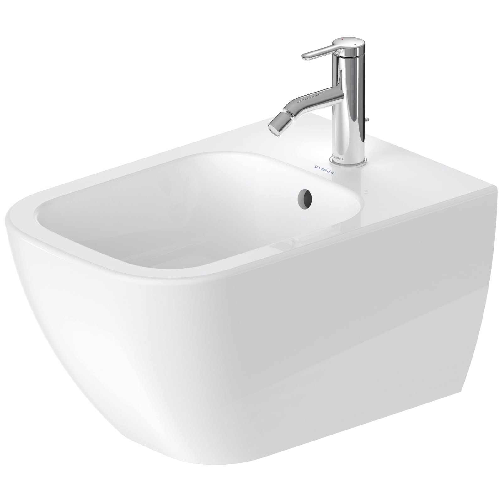 Duravit Happy D.2 Wandbidet, Wit Hoogglans, 540 mm, kraanvlak, aantal kraangaten per wasplaats: 1, overloop – 2258150000