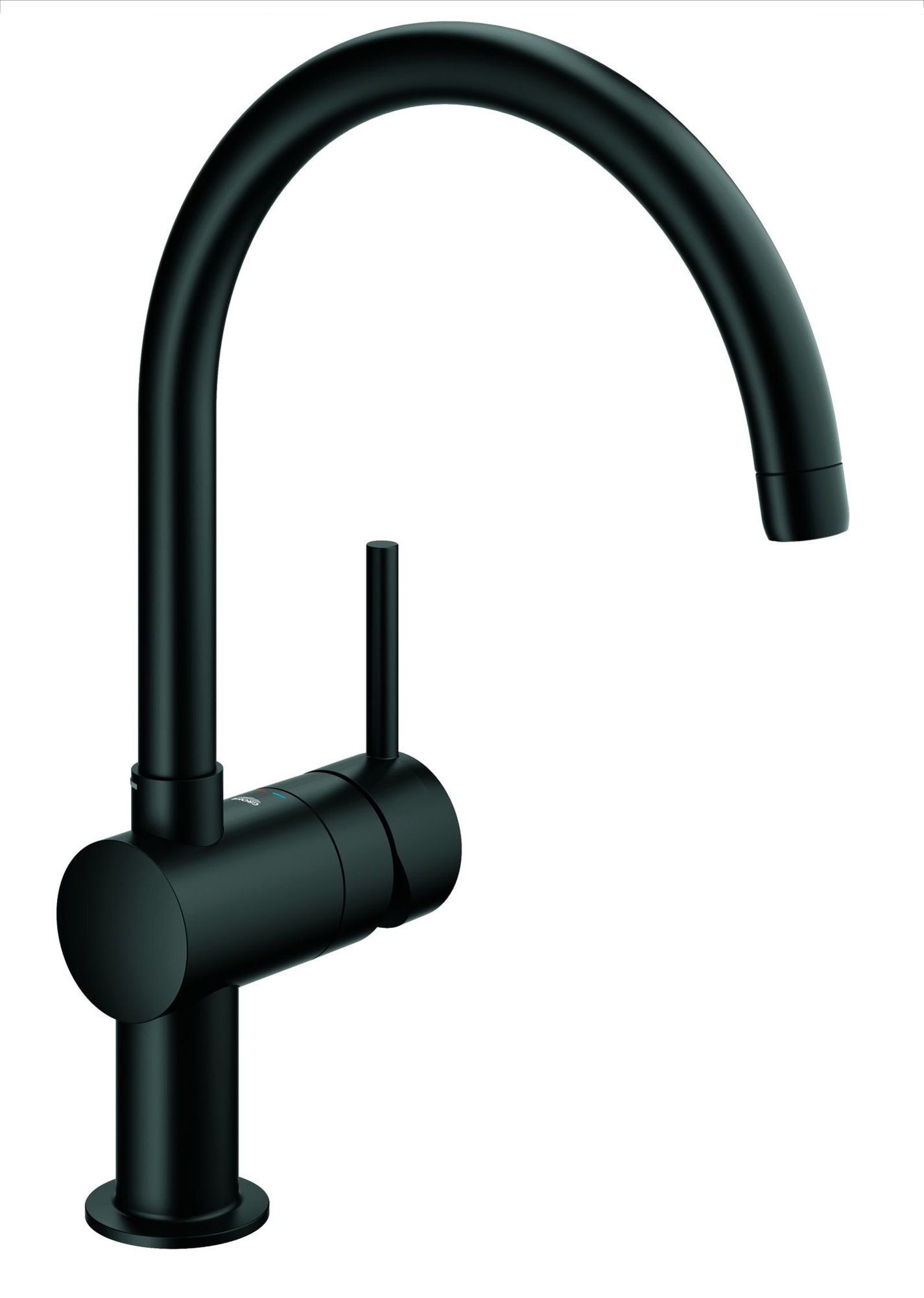 Grohe Minta, Keukenmengkraan, blad/kraangat, eengreeps, 356mm hoogte, 223mm C-uitloop, draaibaar, velvet zwart