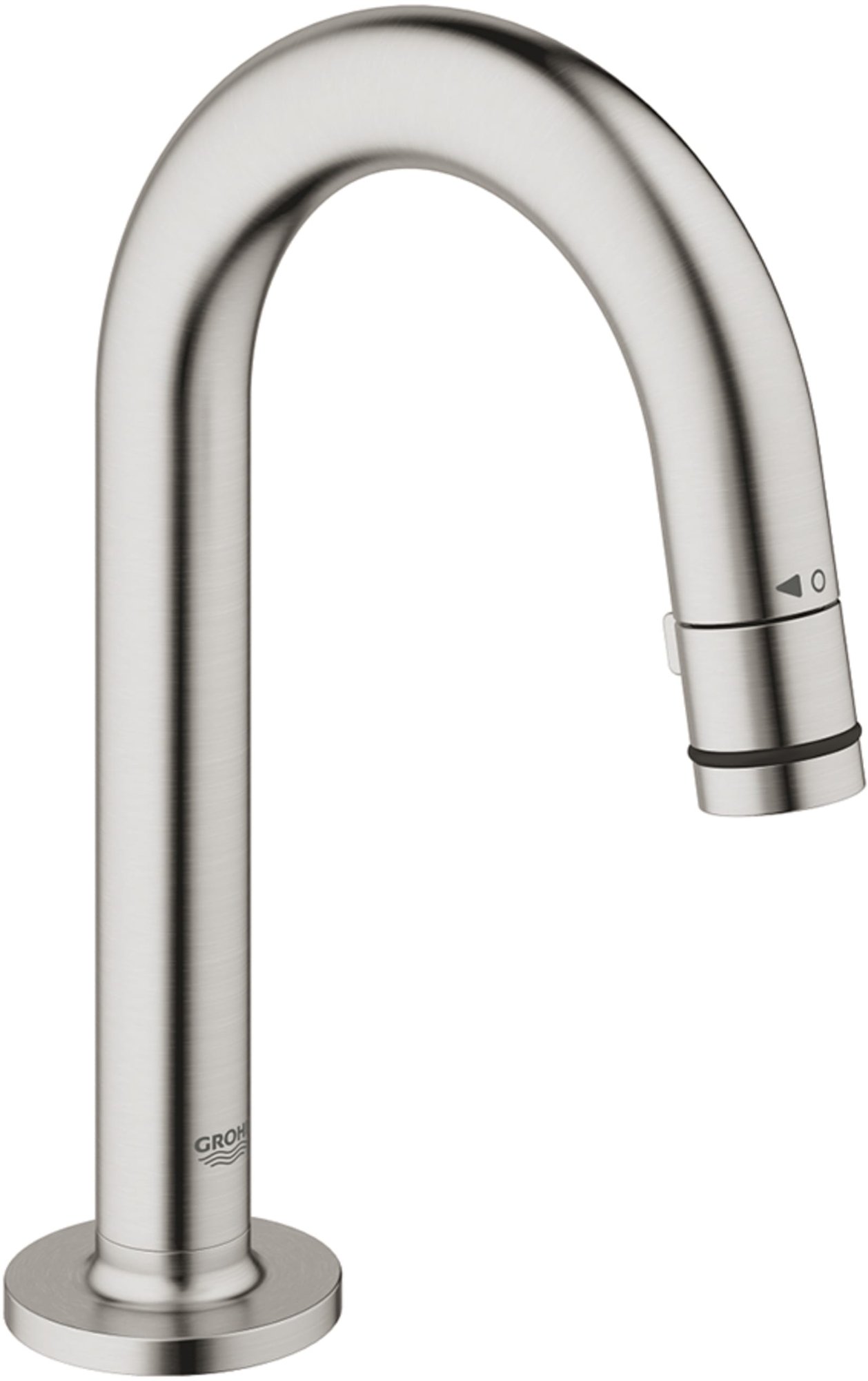 Grohe Universal, Toiletkraan, stroom-stop mousseur, 113mm C-uitloop, 199mm hoogte, G1/2", supersteel