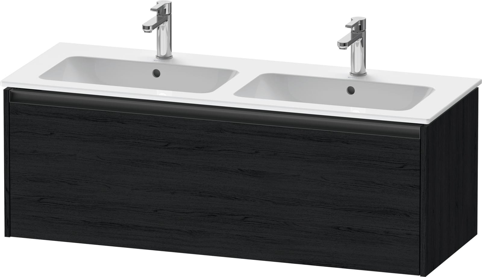 Duravit Ketho.2 Wastafelonderbouw hangend, Eiken zwart Mat, rechthoekig, aantal grote lades: 1 – K25066016160000