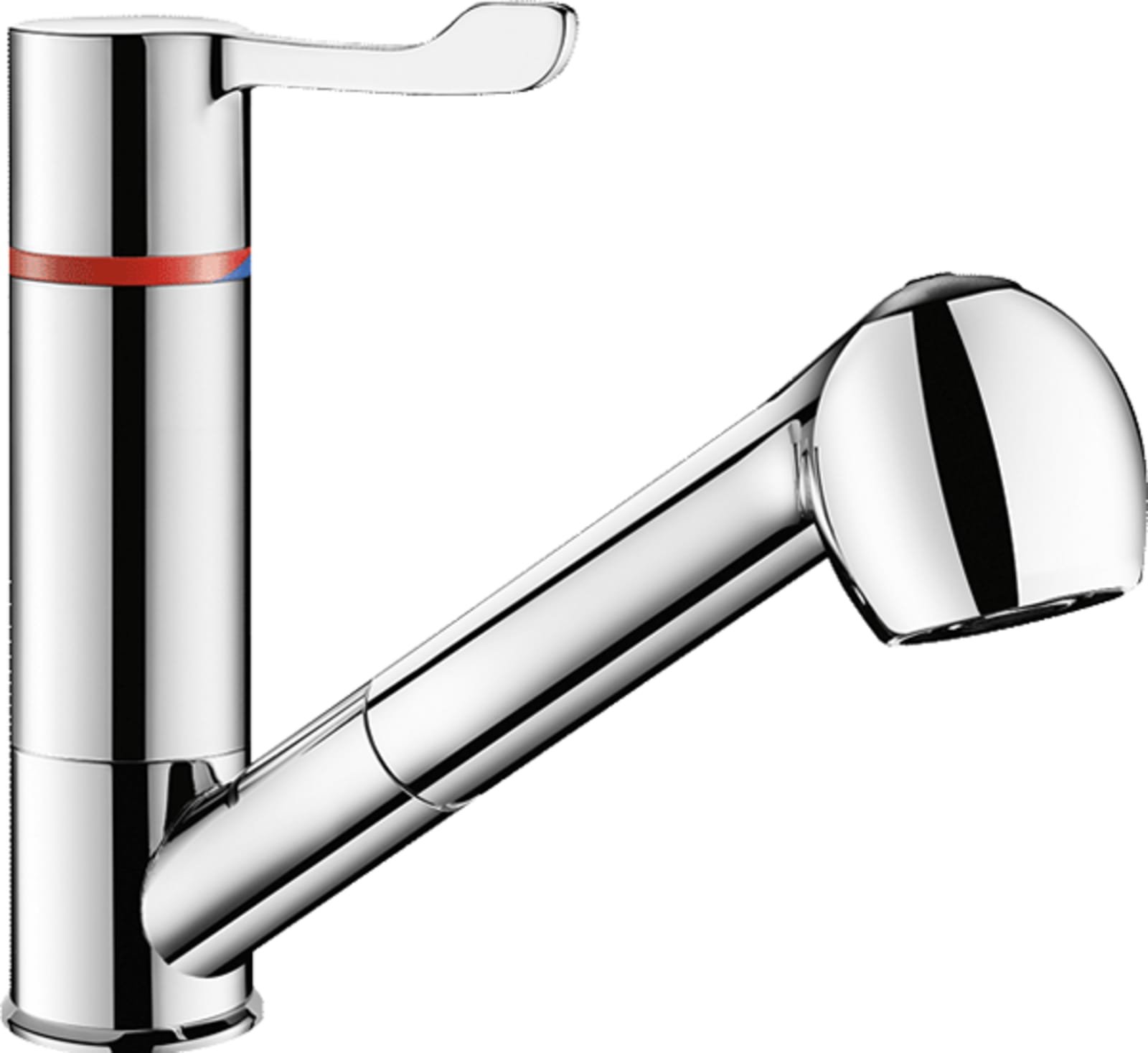 Delabie thermostaat Securitherm mengkraan, draaibare uitloop/uittrek douche, korte greep BEL