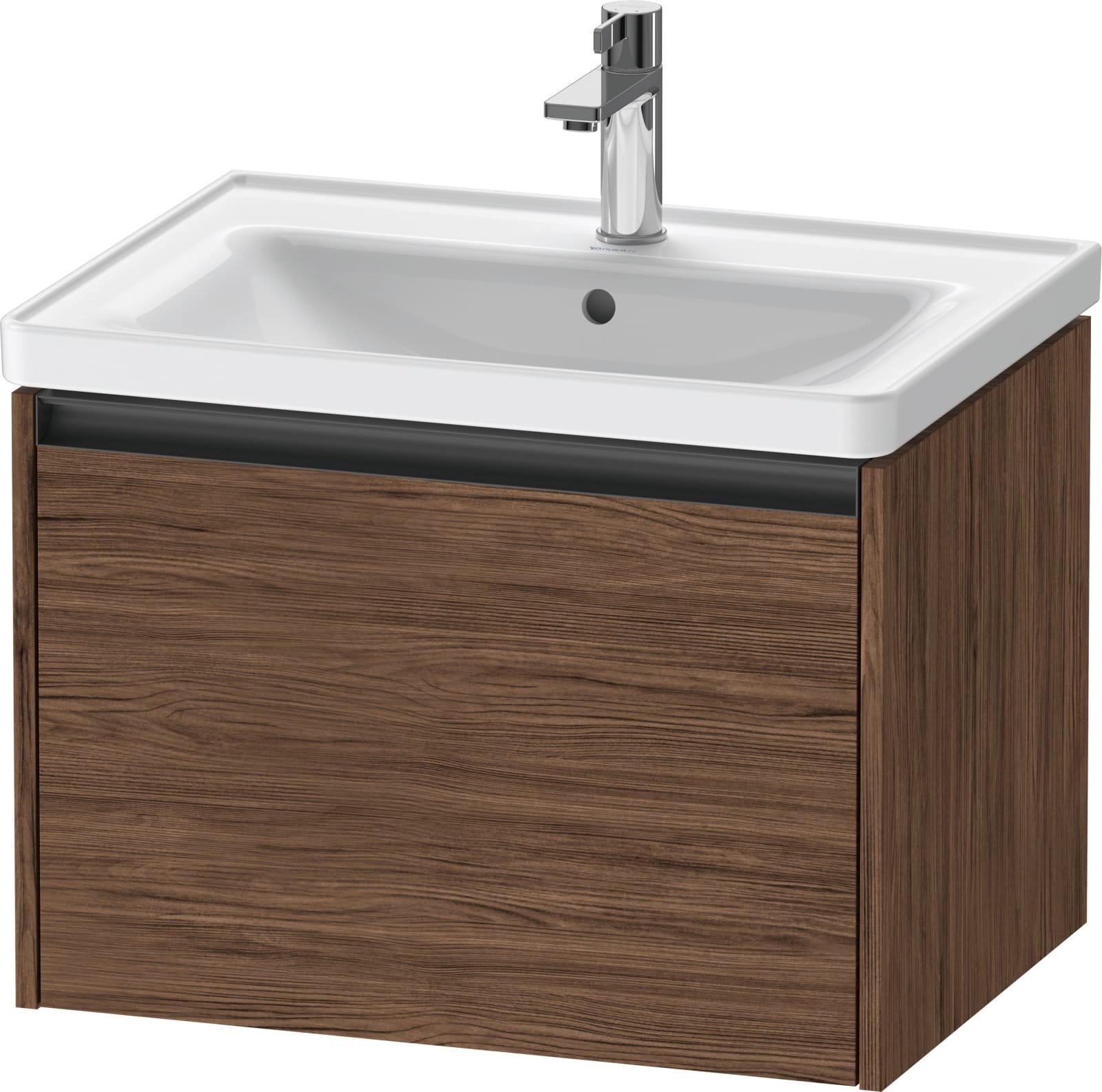 Duravit Ketho.2 Wastafelonderbouw hangend, Noten donker Mat, rechthoekig, aantal grote lades: 1 – K25082021210000